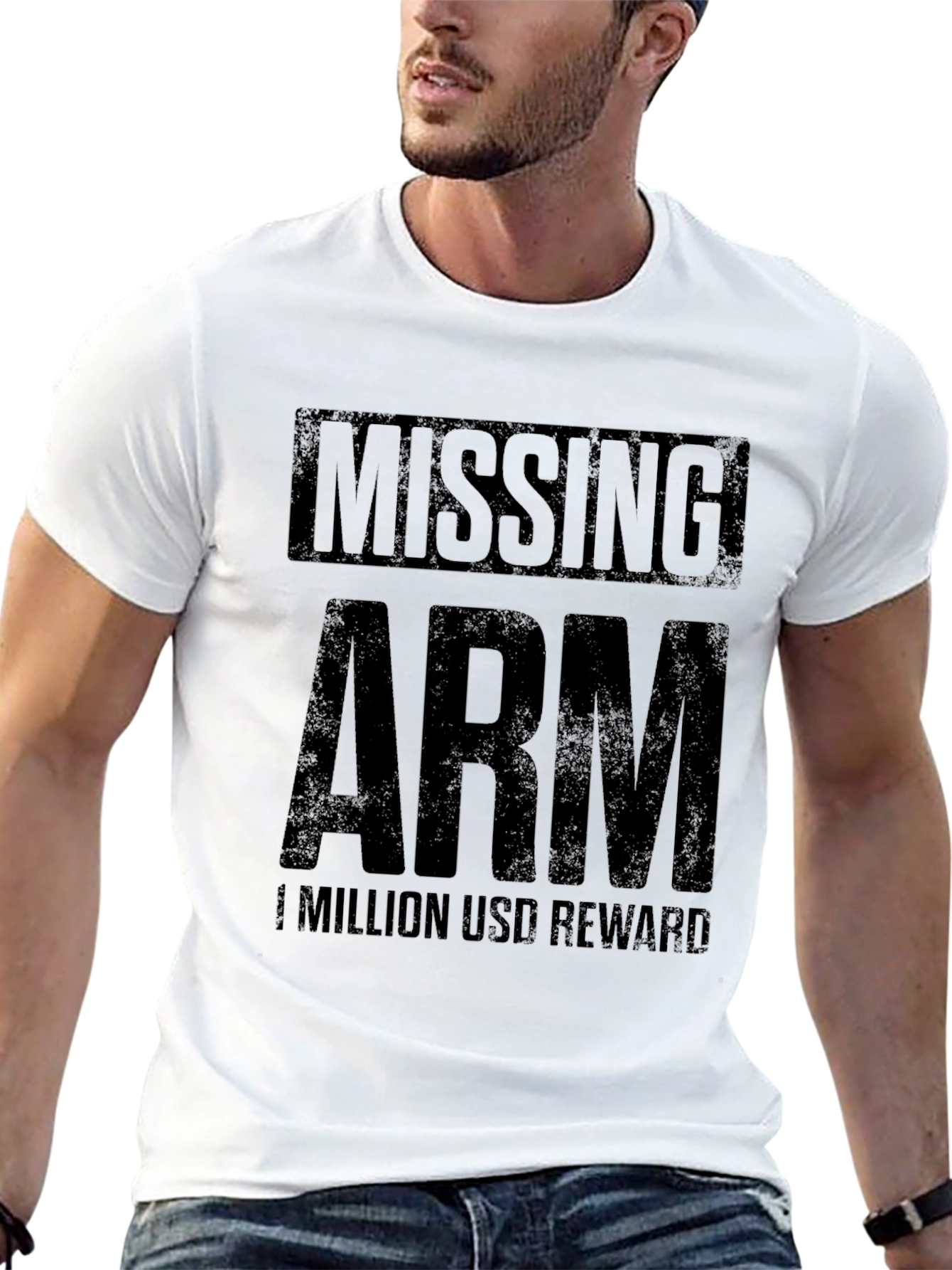 Black Missing Arm Funny Humor T-Shirt view 13