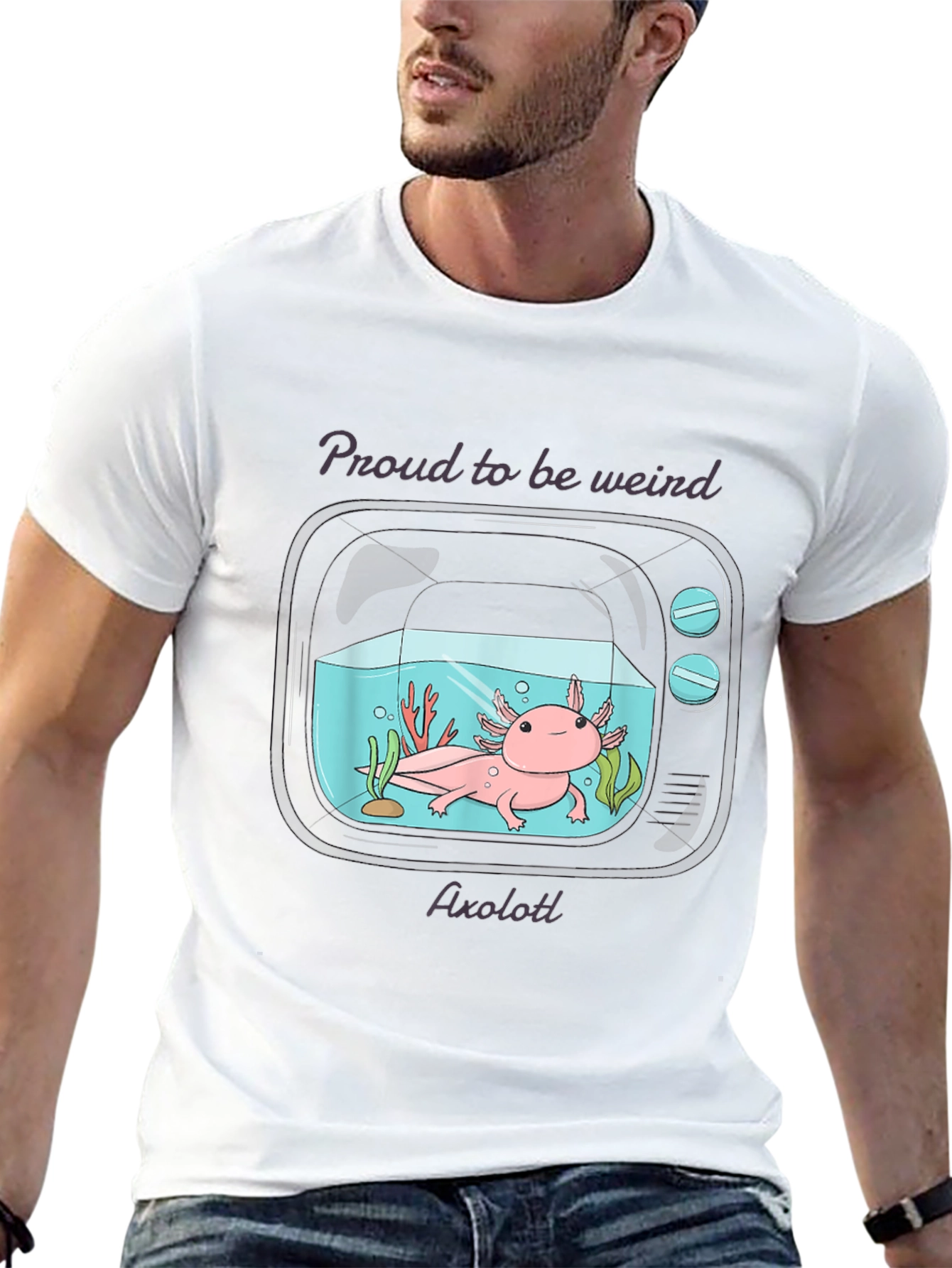 Black Proud to be Weird Axolotl T-Shirt view 13