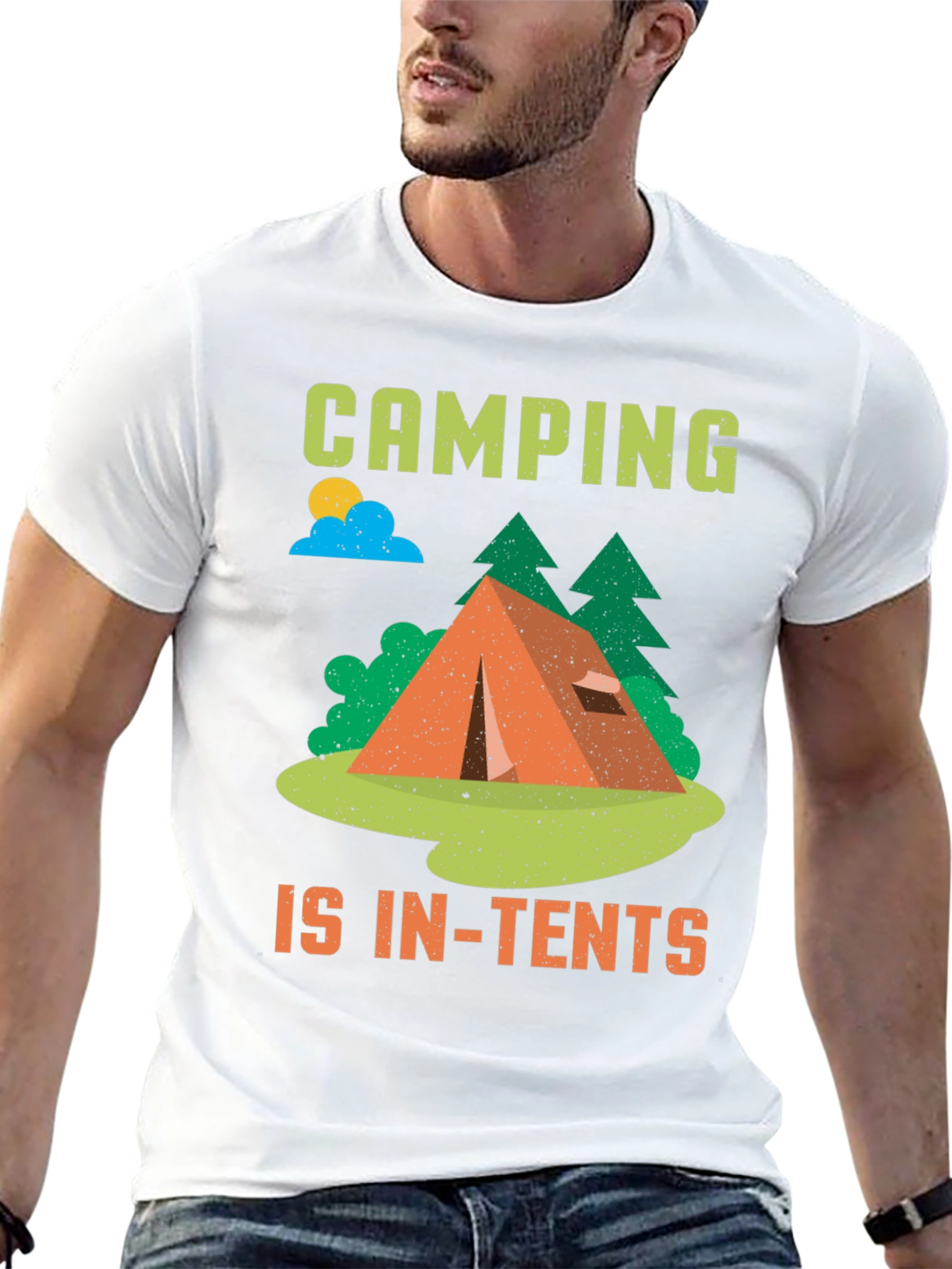 Black Camping is In-Tents Black T-Shirt view 13