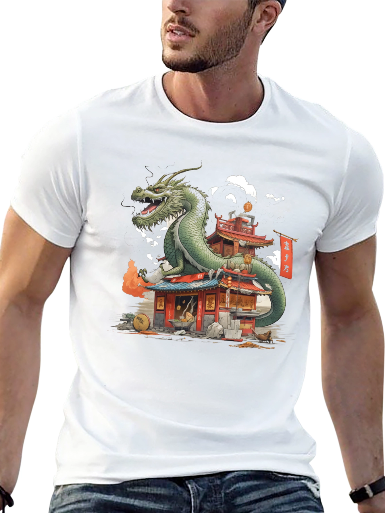 Black Dragon Pagoda Graphic Tee - Asian Inspired view 13