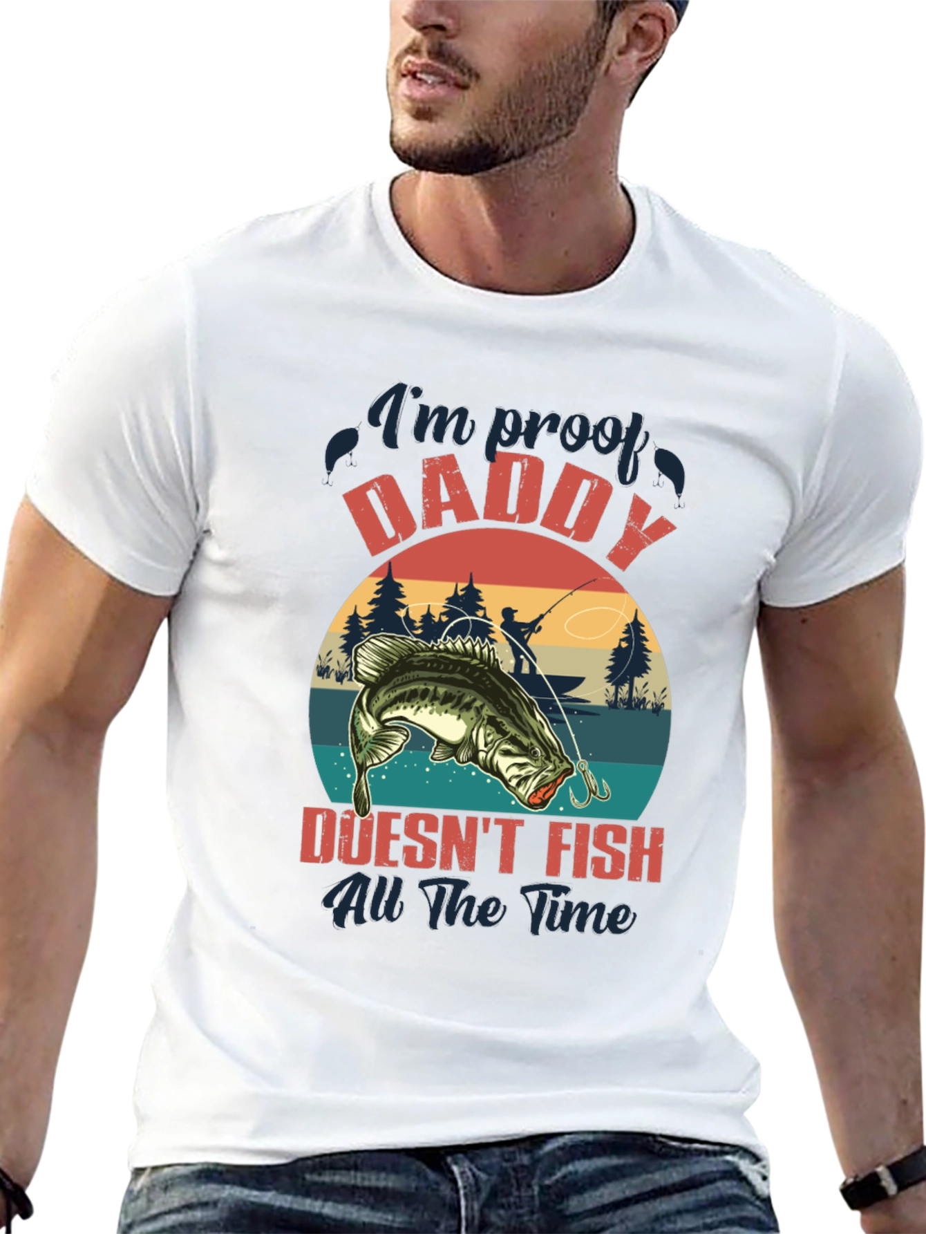 Black Funny Fishing T-Shirt - Daddy Doesn't Fish All The Time view 13