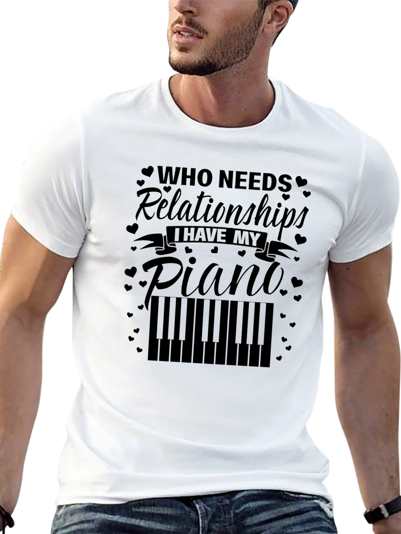 Black Piano Lover Tee: Who Needs Relationships? view 13