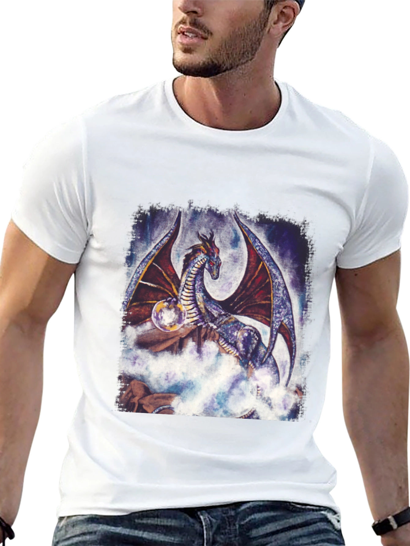 Black Dragon Graphic Tee - Fantasy Art T-Shirt view 13
