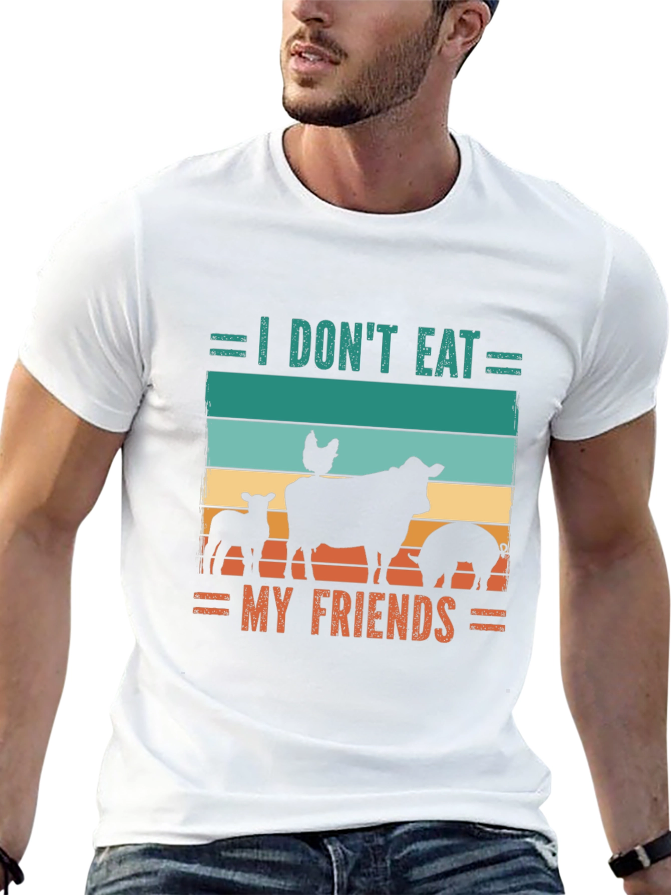 Black Vegan T-Shirt - I Don't Eat My Friends view 13