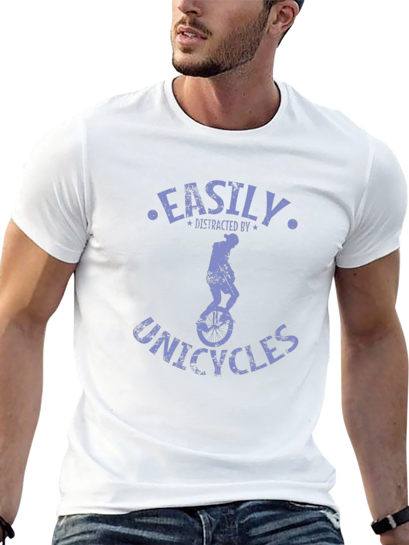 Black Easily Distracted By Unicycles Graphic T-Shirt view 13