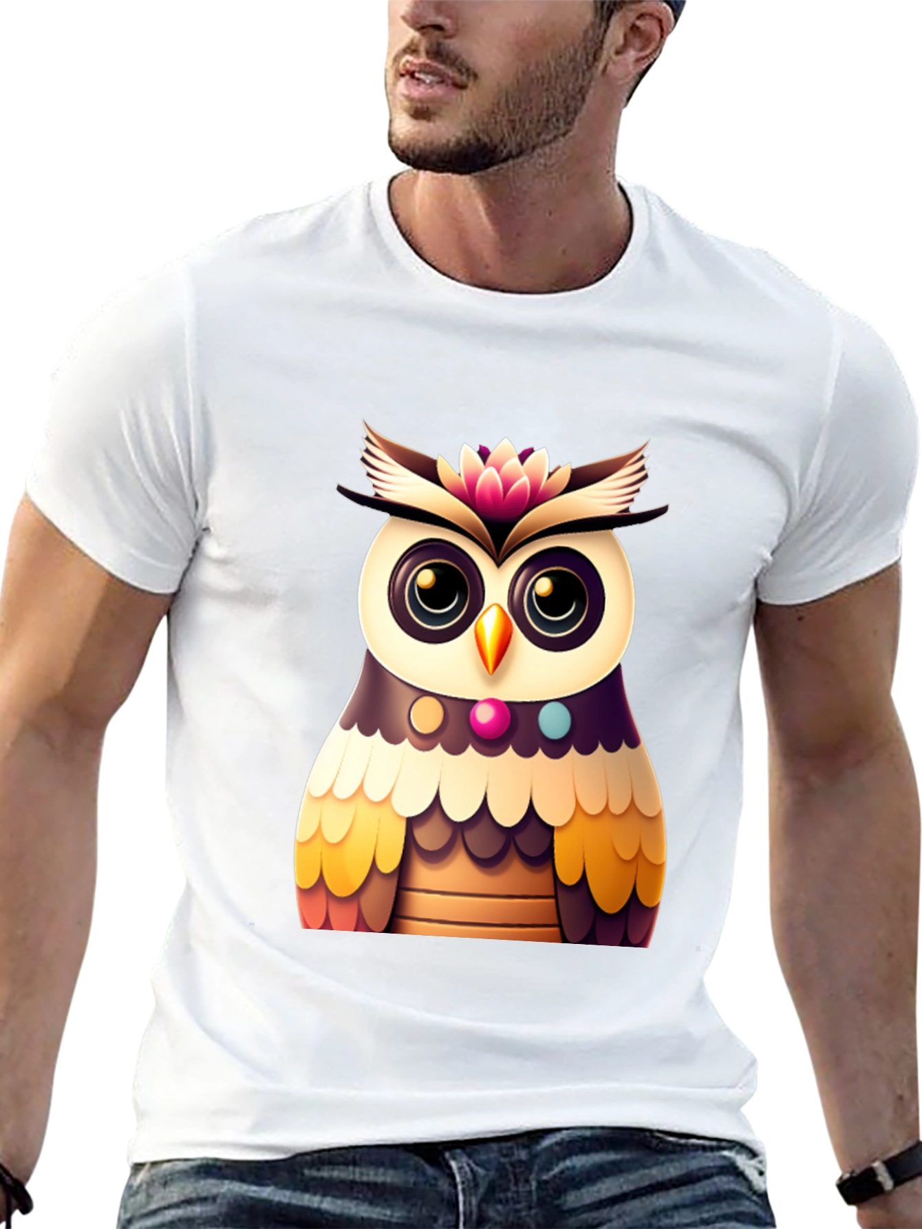 Black Cute Owl Graphic Tee - Black Casual T-Shirt view 13
