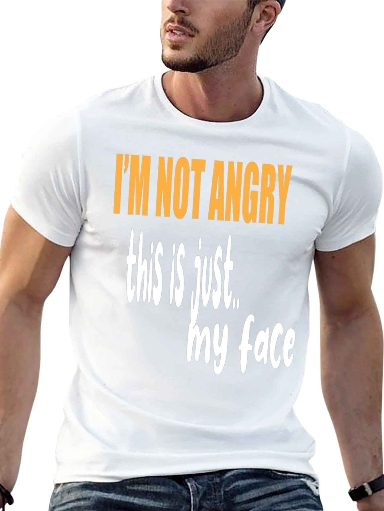 Black Funny Graphic T-Shirt - I'm Not Angry view 13