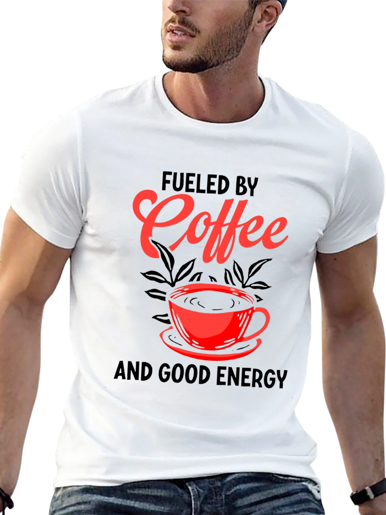 Black Fueled by Coffee Graphic Tee - Black Cotton Blend view 13