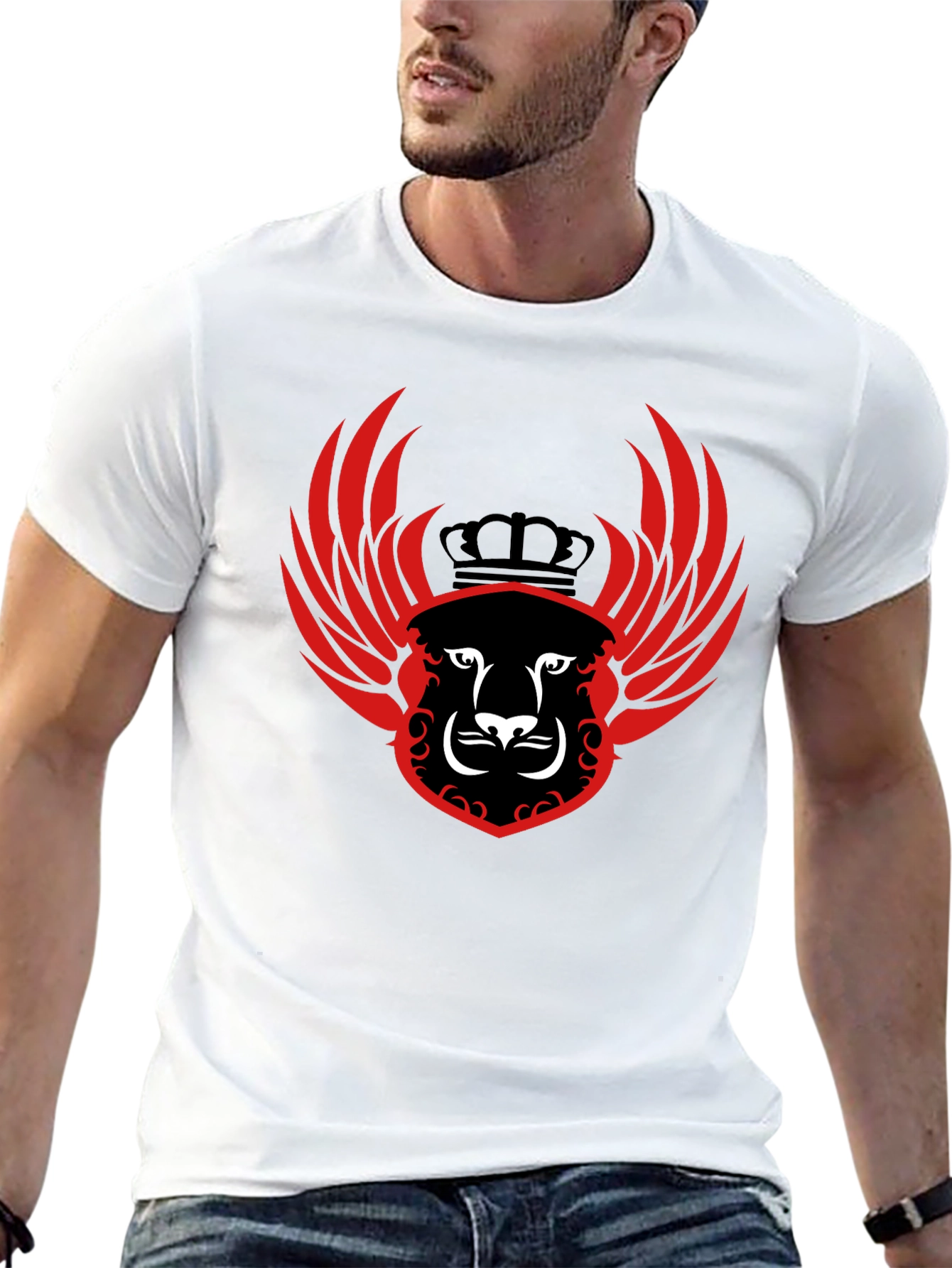 Black Winged Lion Crest Black T-Shirt view 13
