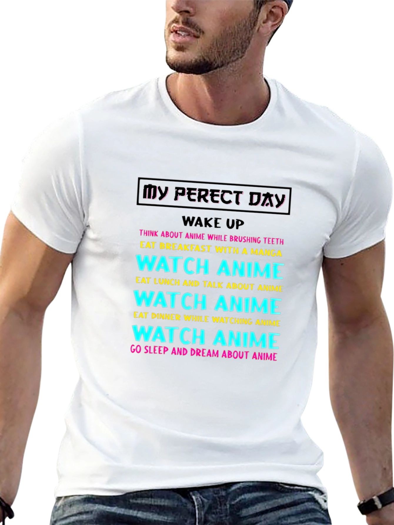 Black My Perfect Anime Day T-Shirt view 13