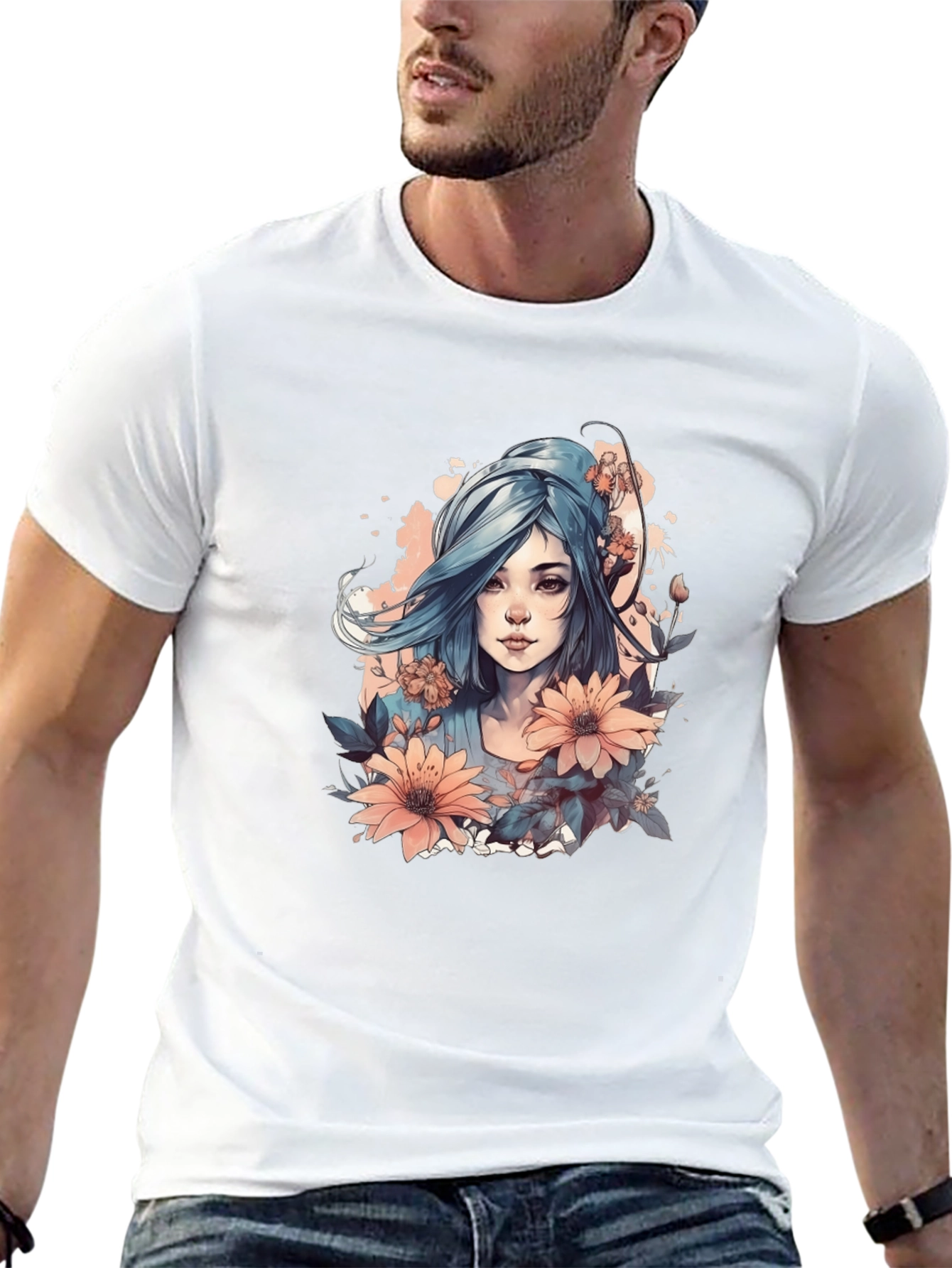 Black Floral Woman Graphic Tee - Stylish and Unique Design view 13