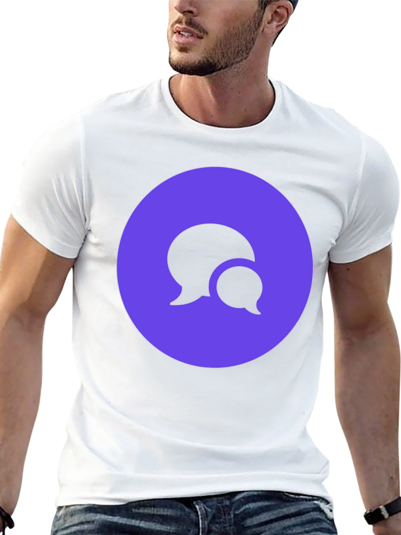 Black Stylish Black T-Shirt with Chat Bubble Design view 13