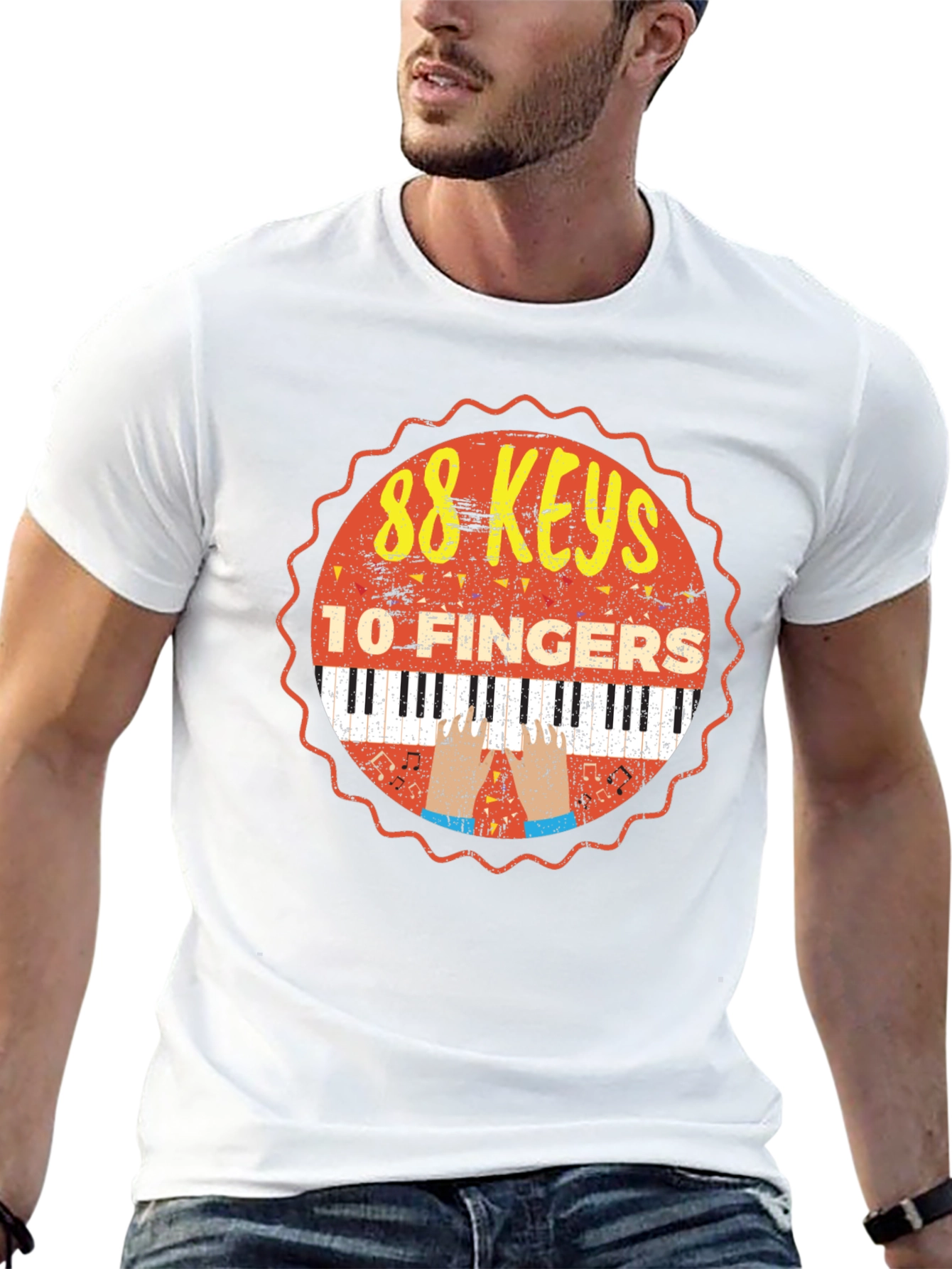 88 Keys 10 Fingers Graphic T-Shirt - Music Lover Tee - 13