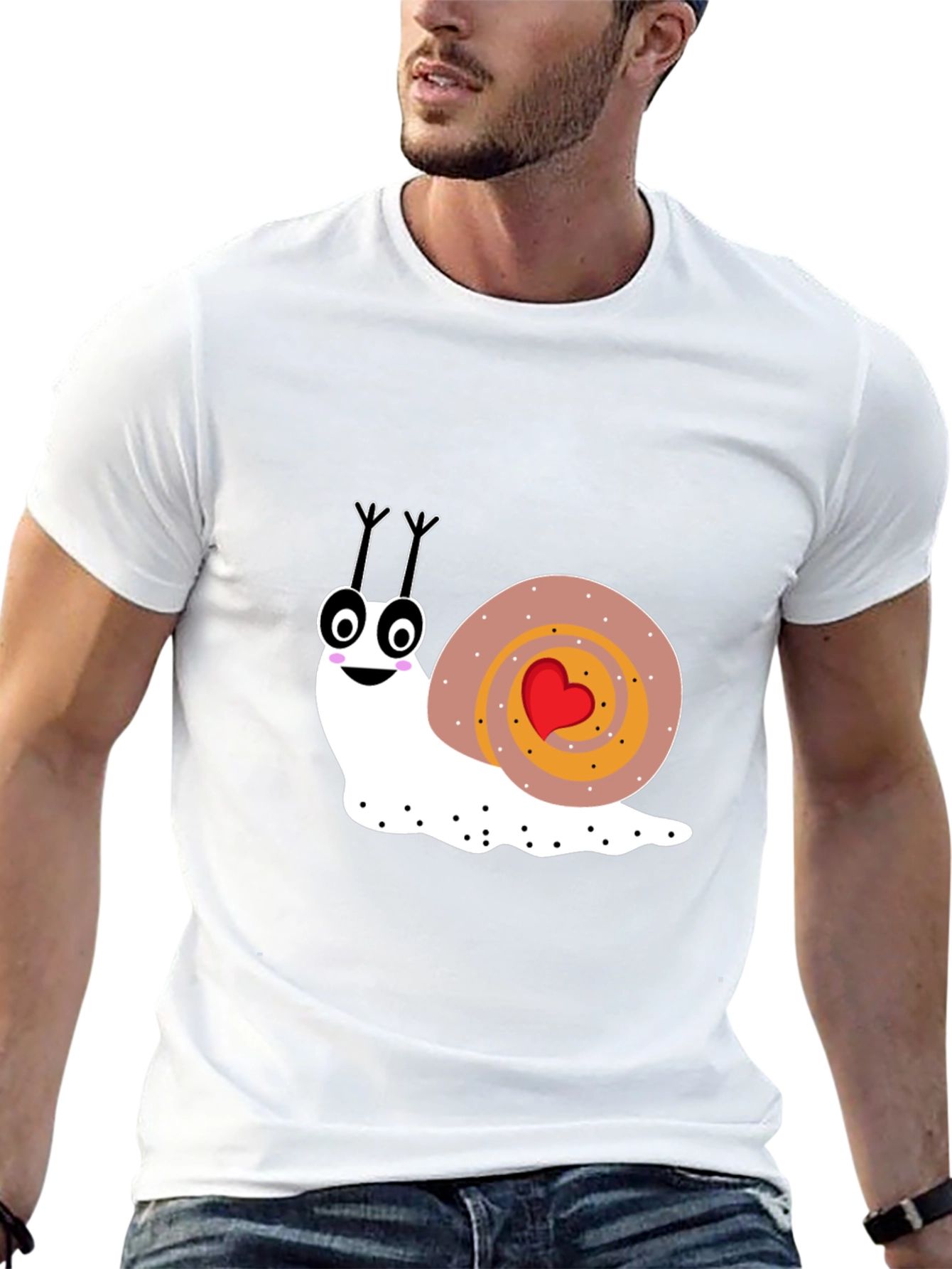 Black Cute Snail Graphic Tee - Love Bug T-Shirt view 13