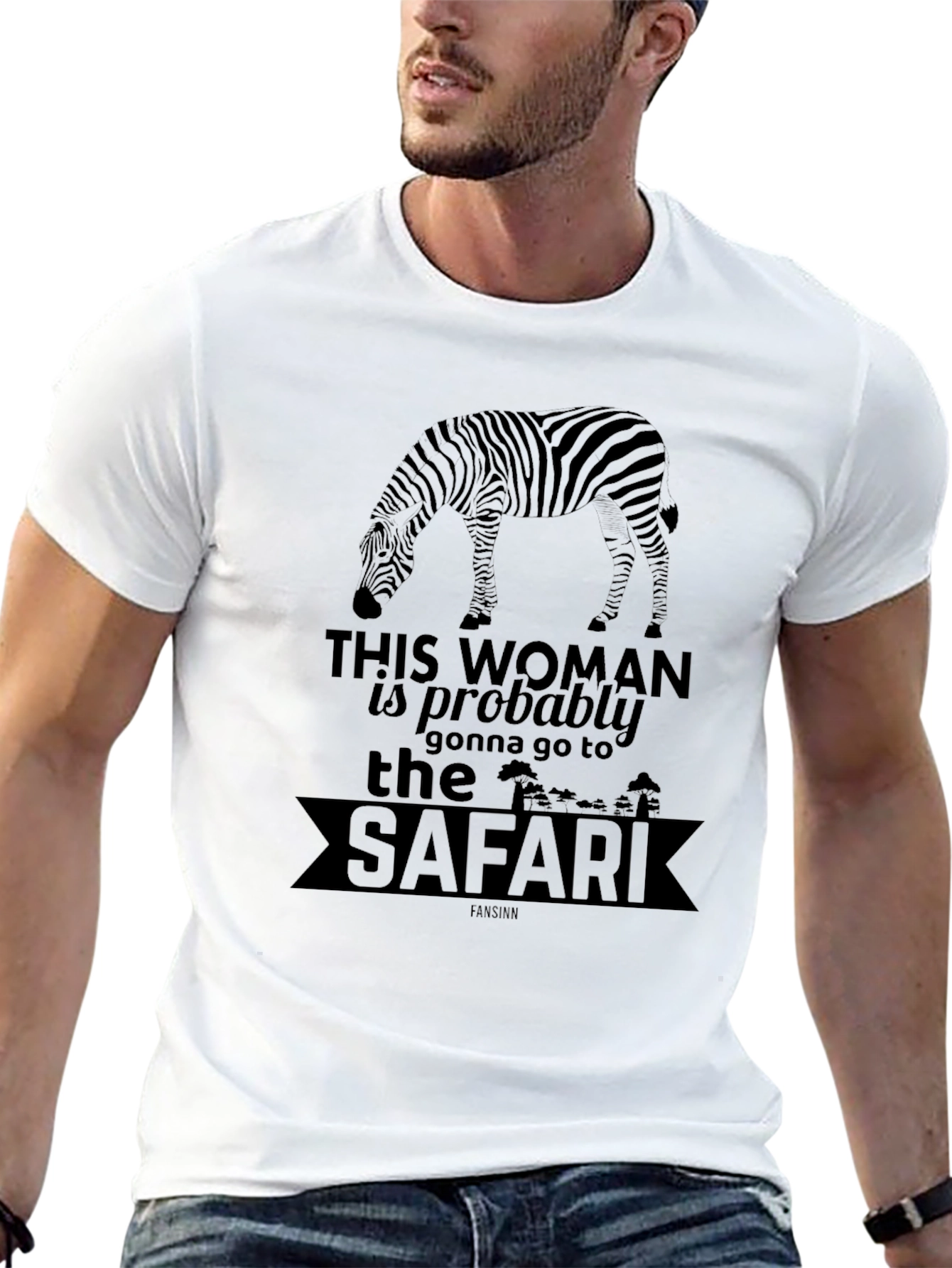 Black Safari Zebra Graphic T-Shirt - Unisex Black Tee view 13