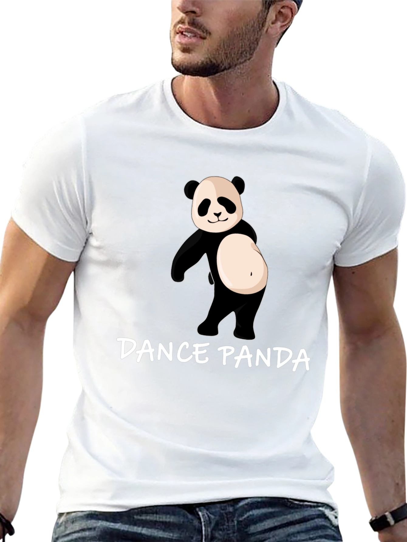 Black Dance Panda Graphic Tee - Black Cotton T-Shirt view 13