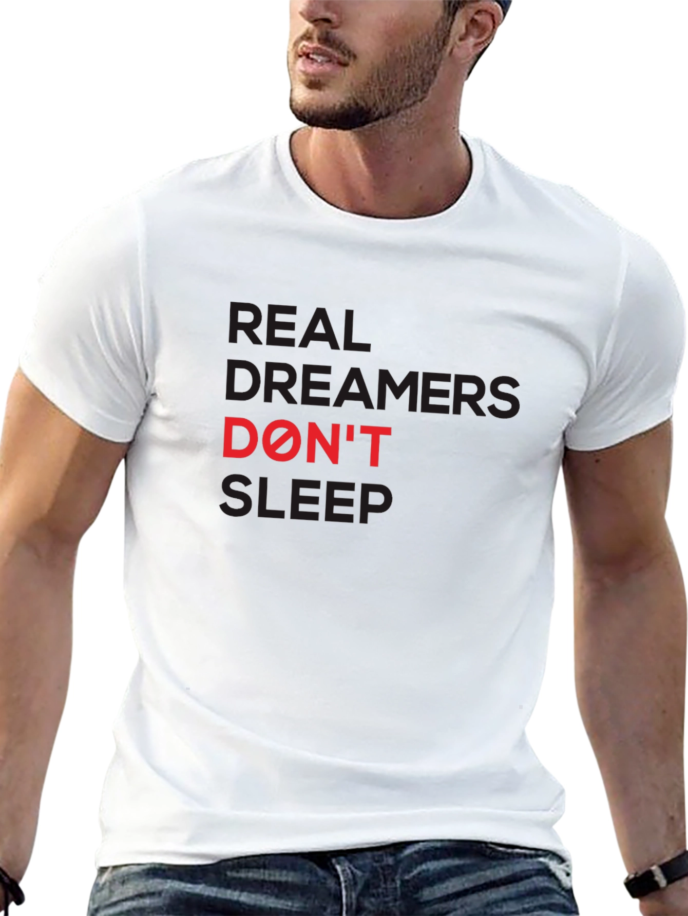 Black Real Dreamers Don't Sleep Graphic Tee view 13