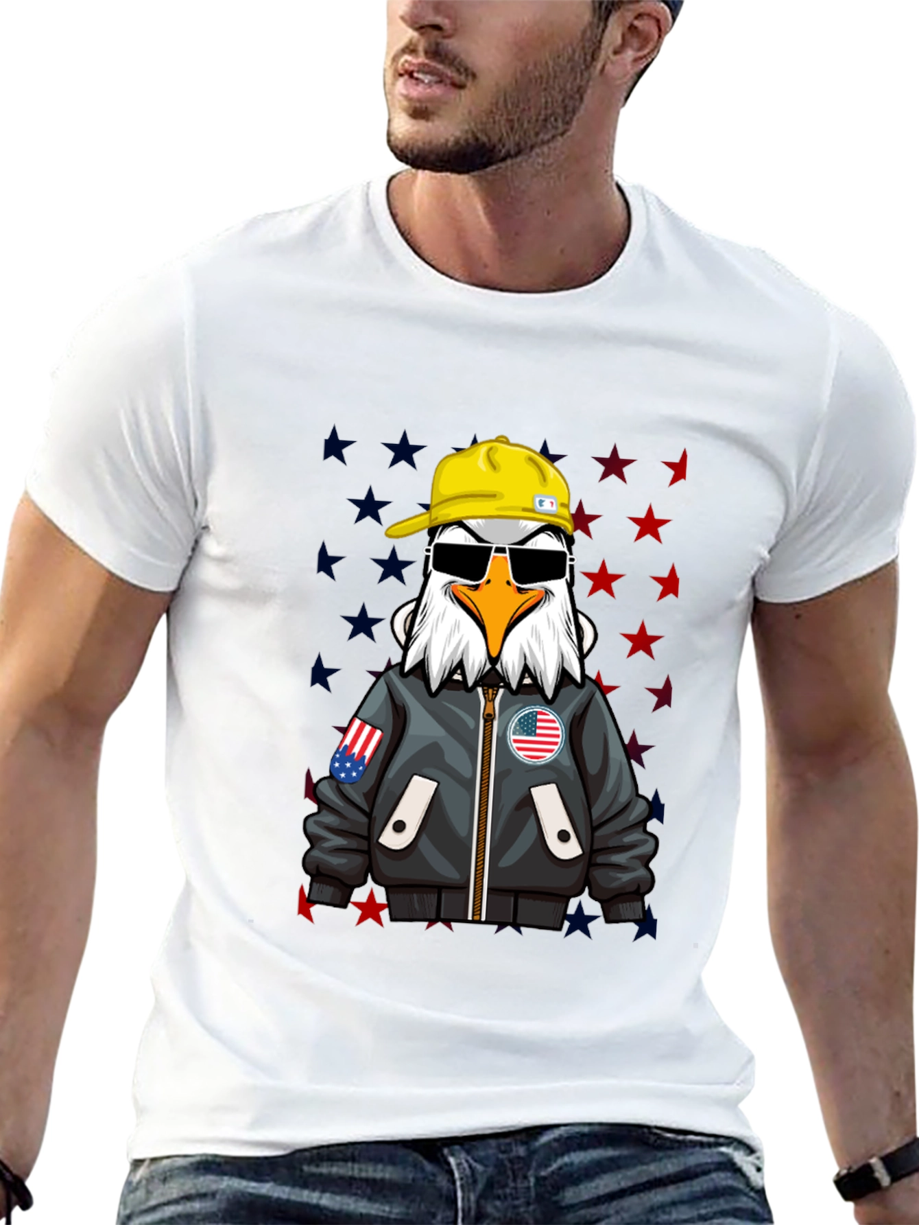 Black American Eagle Graphic Tee - Cool Patriotic Design view 13
