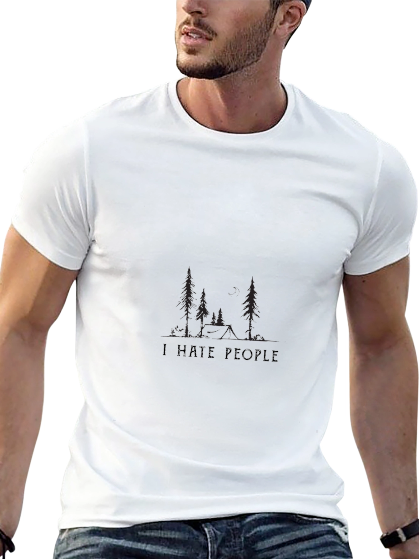 Black I Hate People Graphic Tee - Introvert Humor T-Shirt view 13