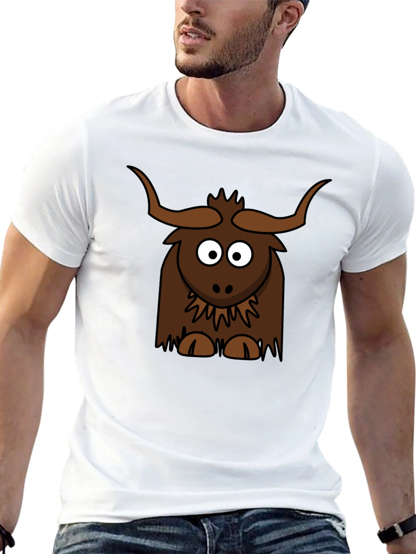 Black Cartoon Yak Graphic Tee - Fun & Unique! view 13