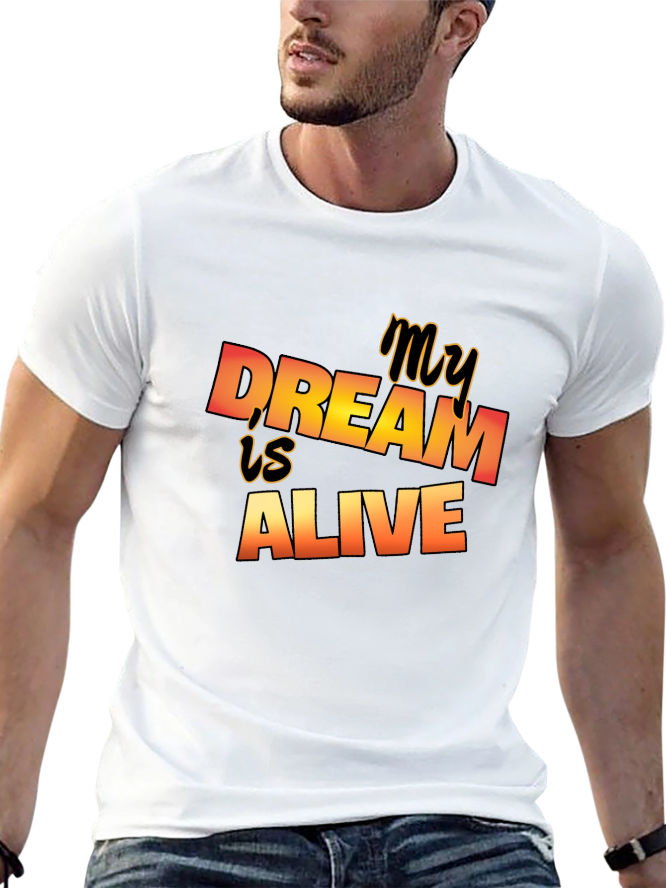 Black My Dream is Alive Graphic Tee - Stylish Black T-Shirt view 13