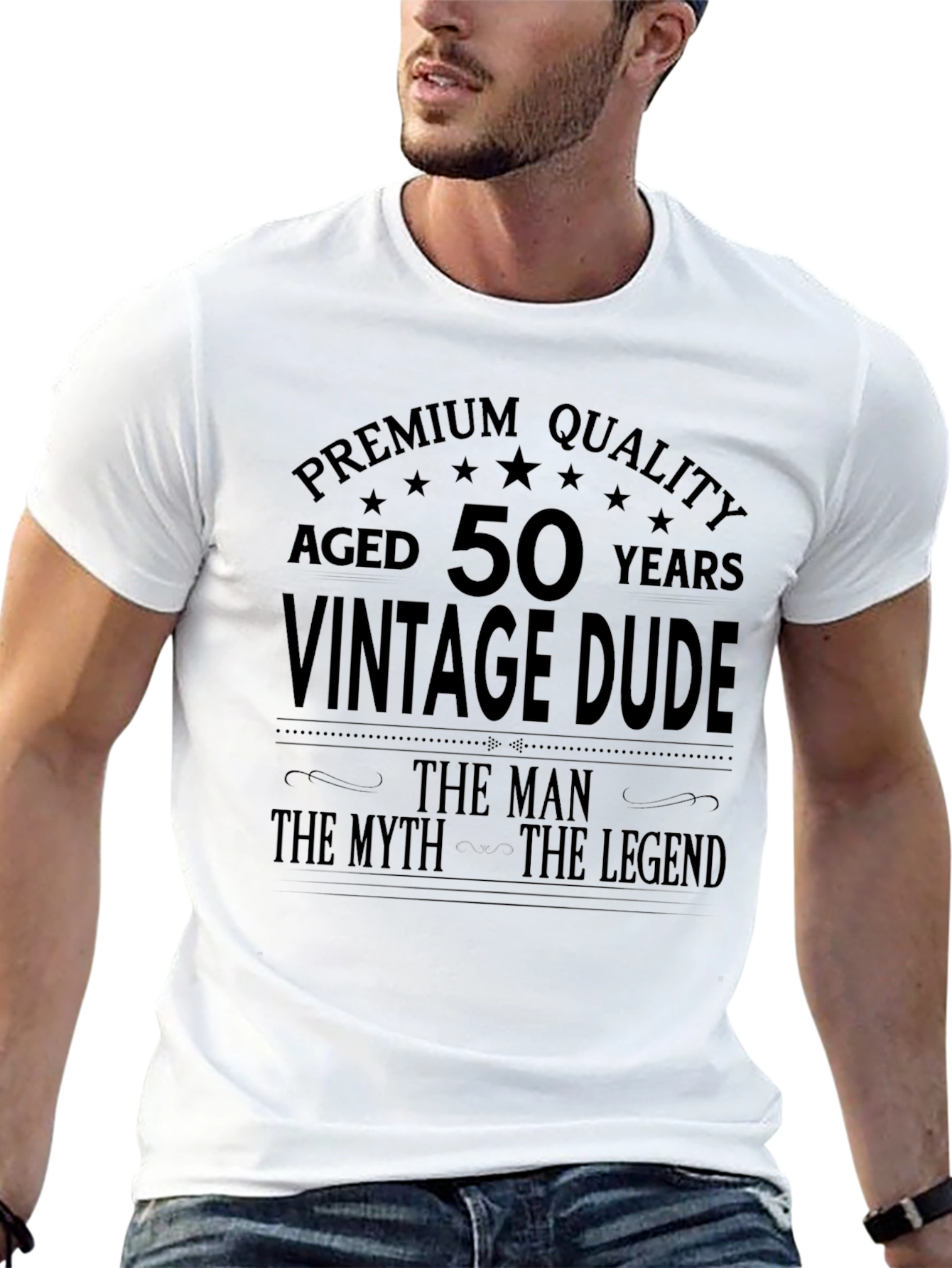 Black Vintage Dude 50th Birthday Premium Quality T-Shirt view 13
