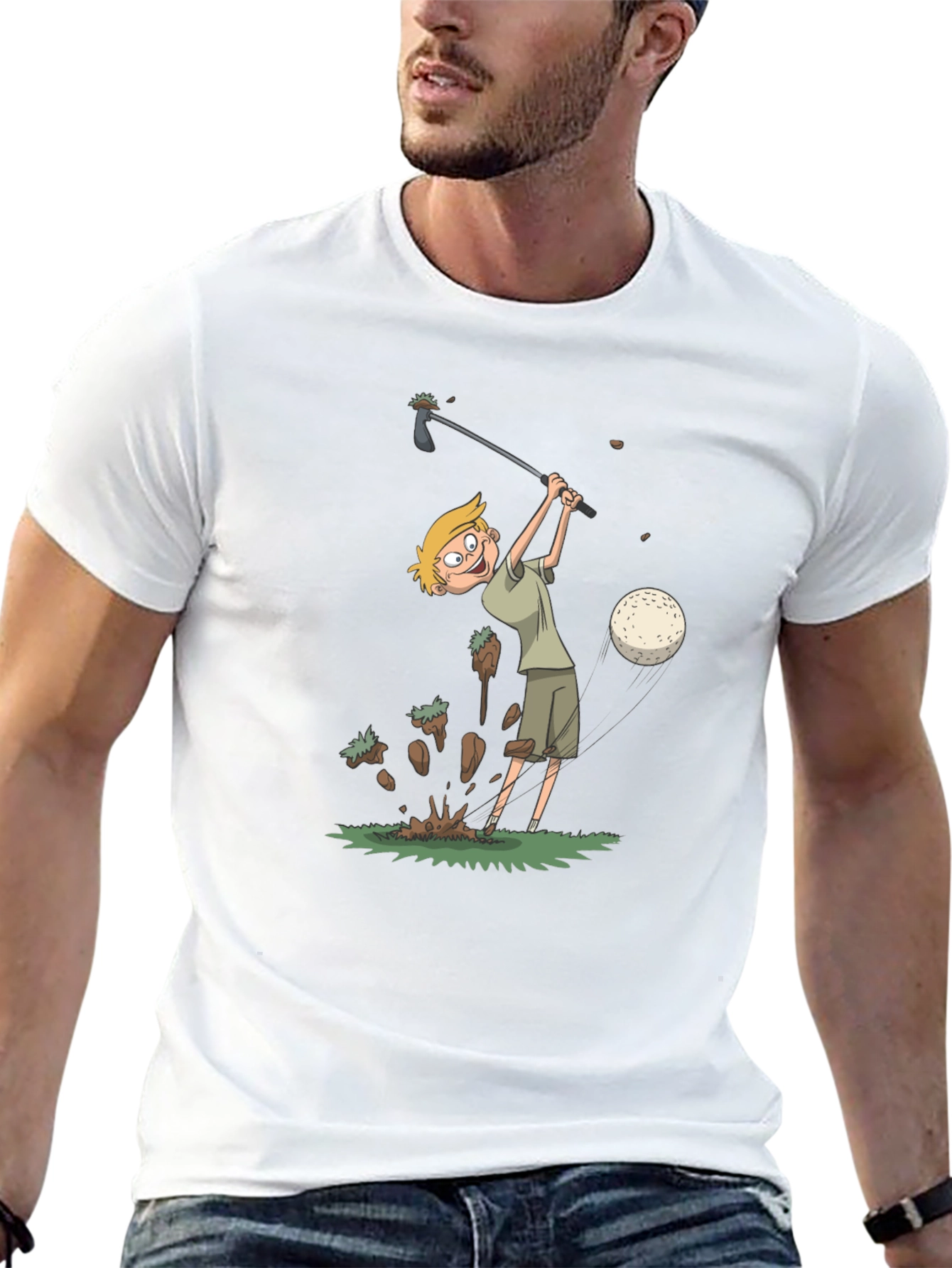 Black Funny Golf Cartoon T-Shirt view 13