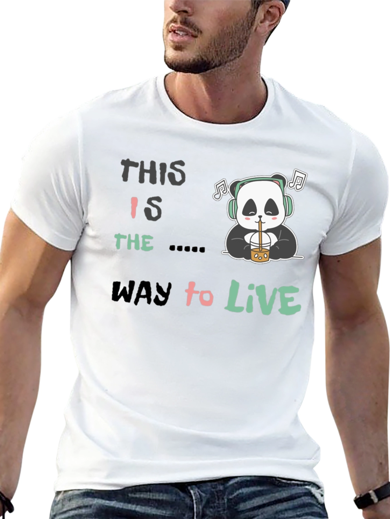 Black This Is The Way to Live Panda T-Shirt view 13