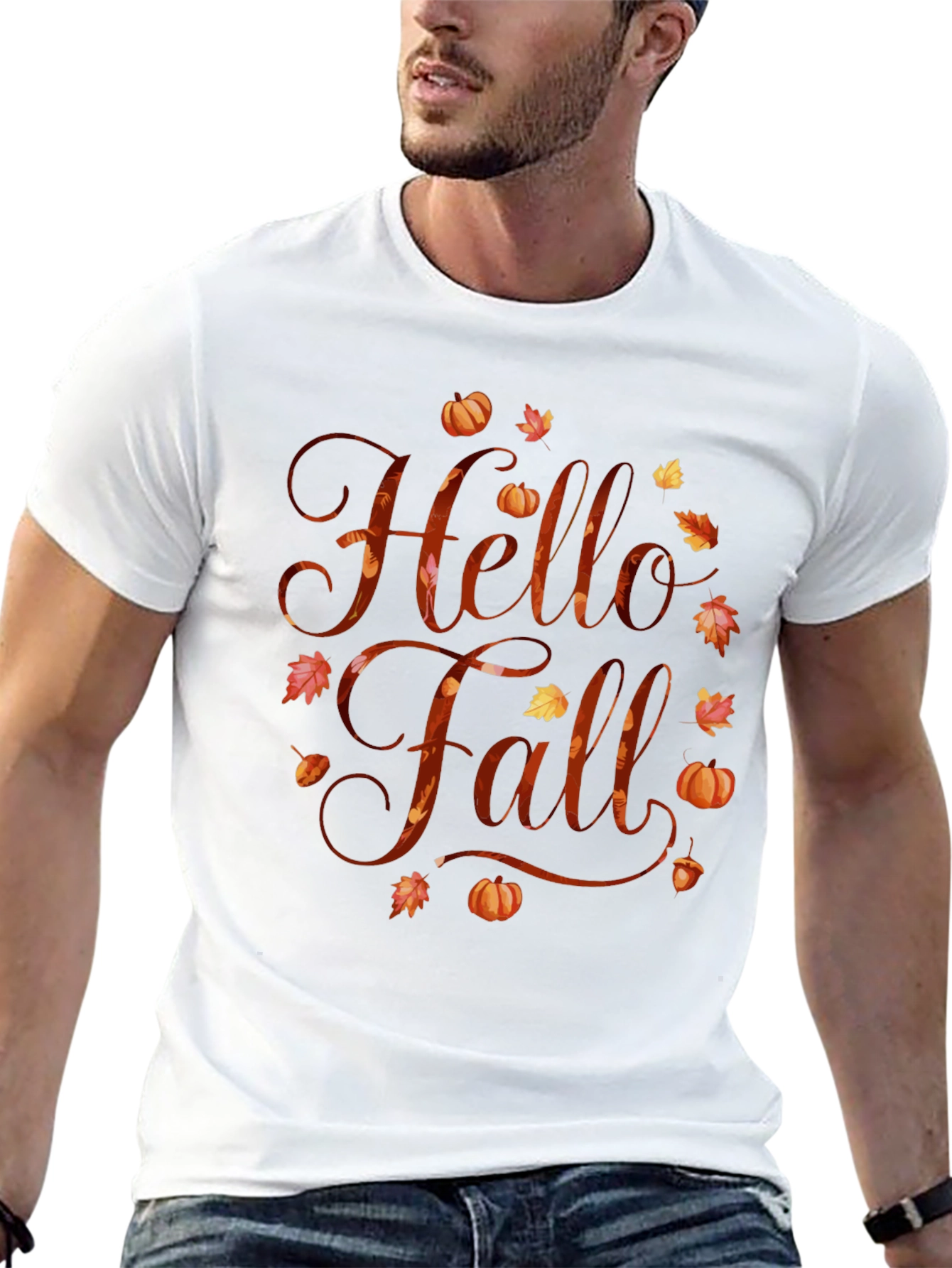 Black Hello Fall Graphic Tee - Autumn Season Shirt view 13