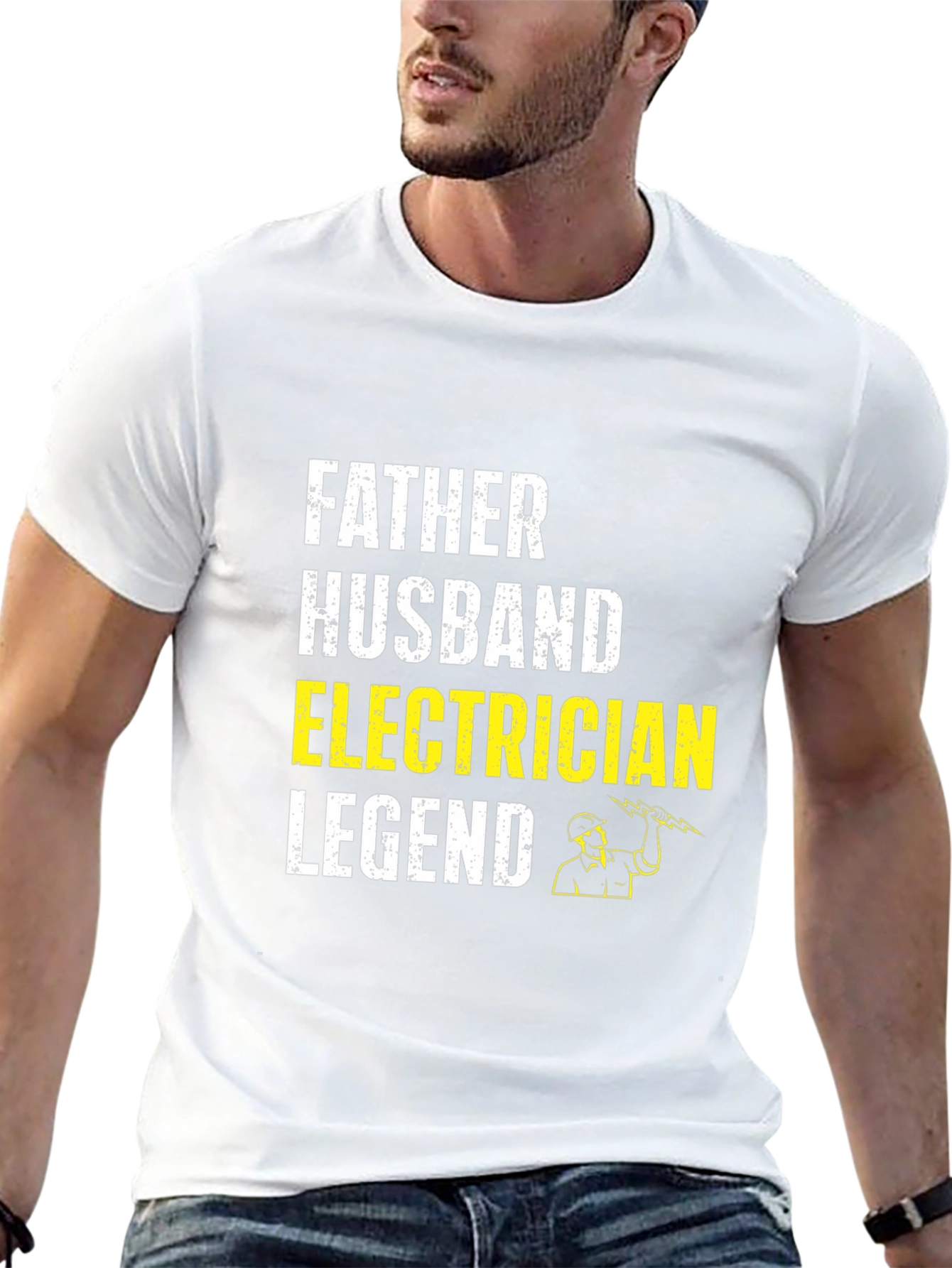 Black Father Husband Electrician Legend T-Shirt view 13