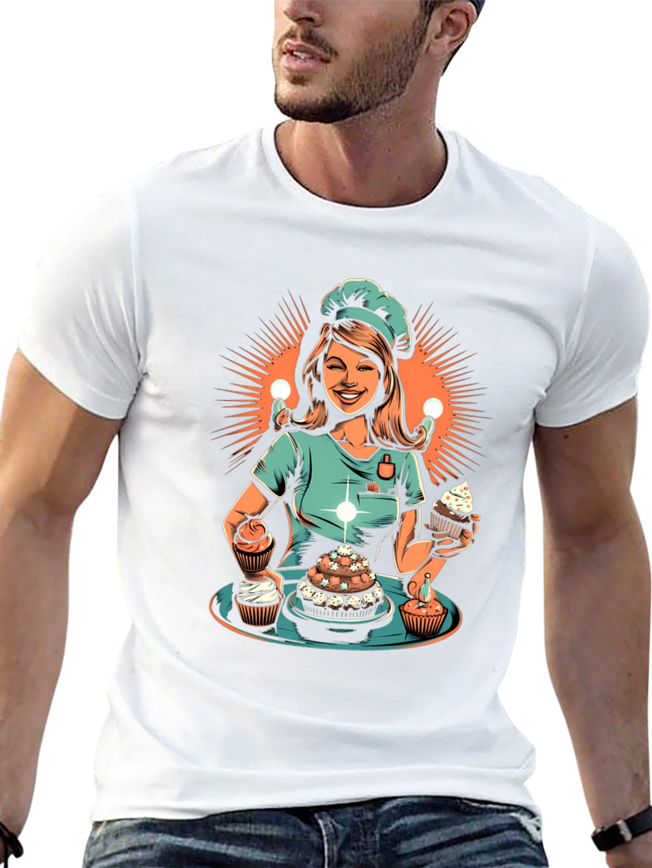 Black Chef Woman Cupcake T-Shirt view 13