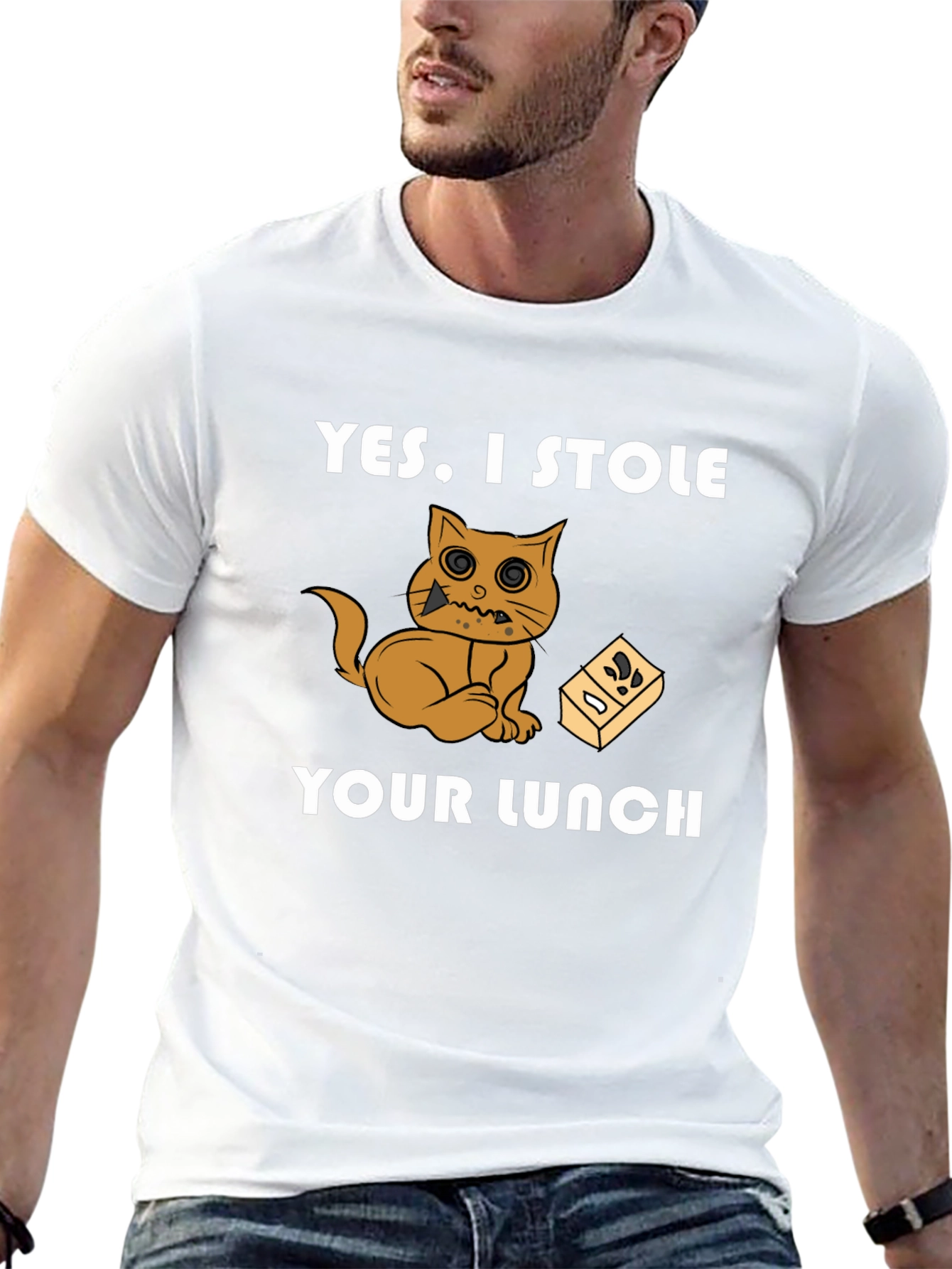Black Cat Stole Lunch Graphic T-Shirt view 13