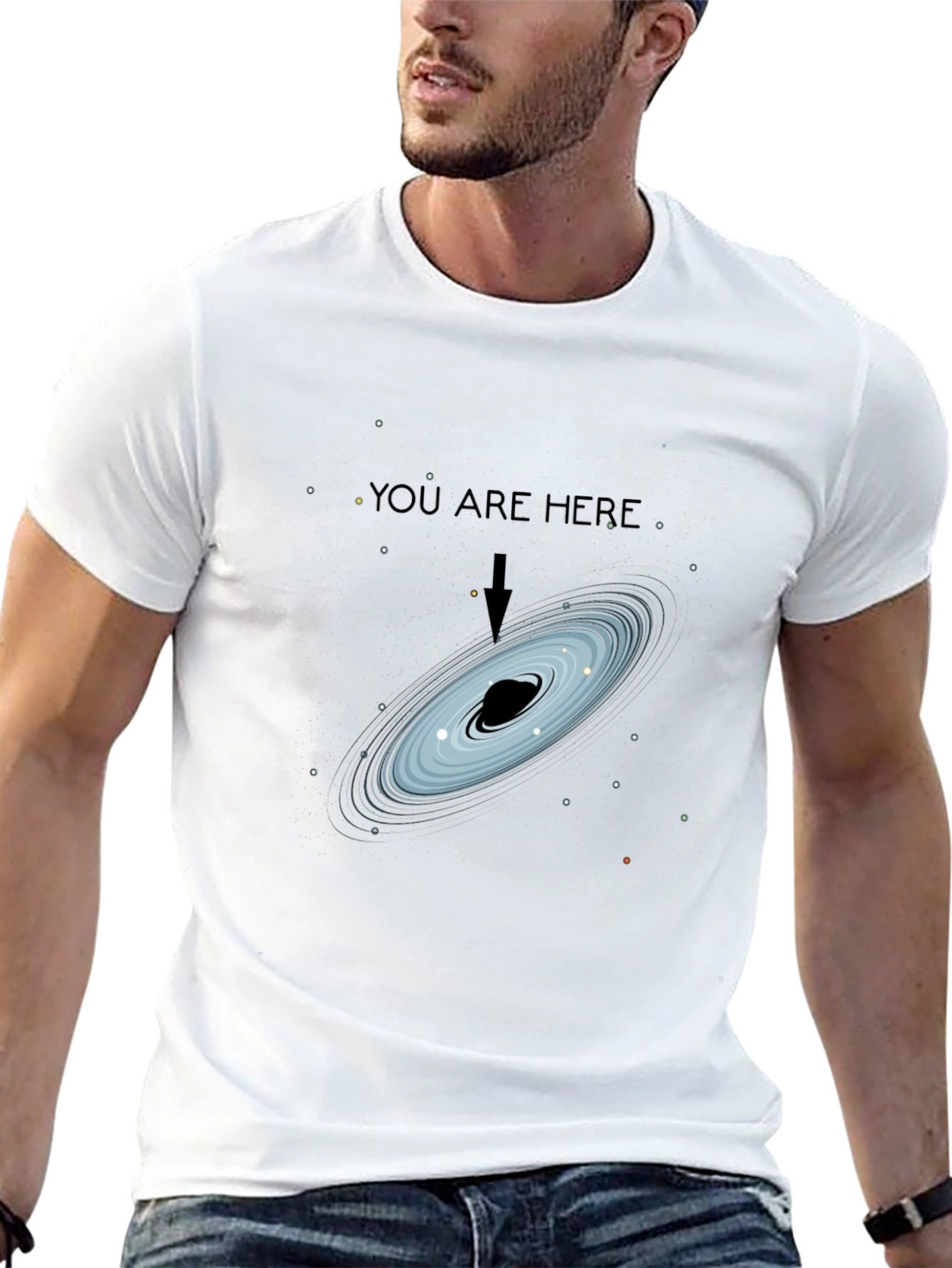 Black Cosmic You Are Here Black T-Shirt view 13