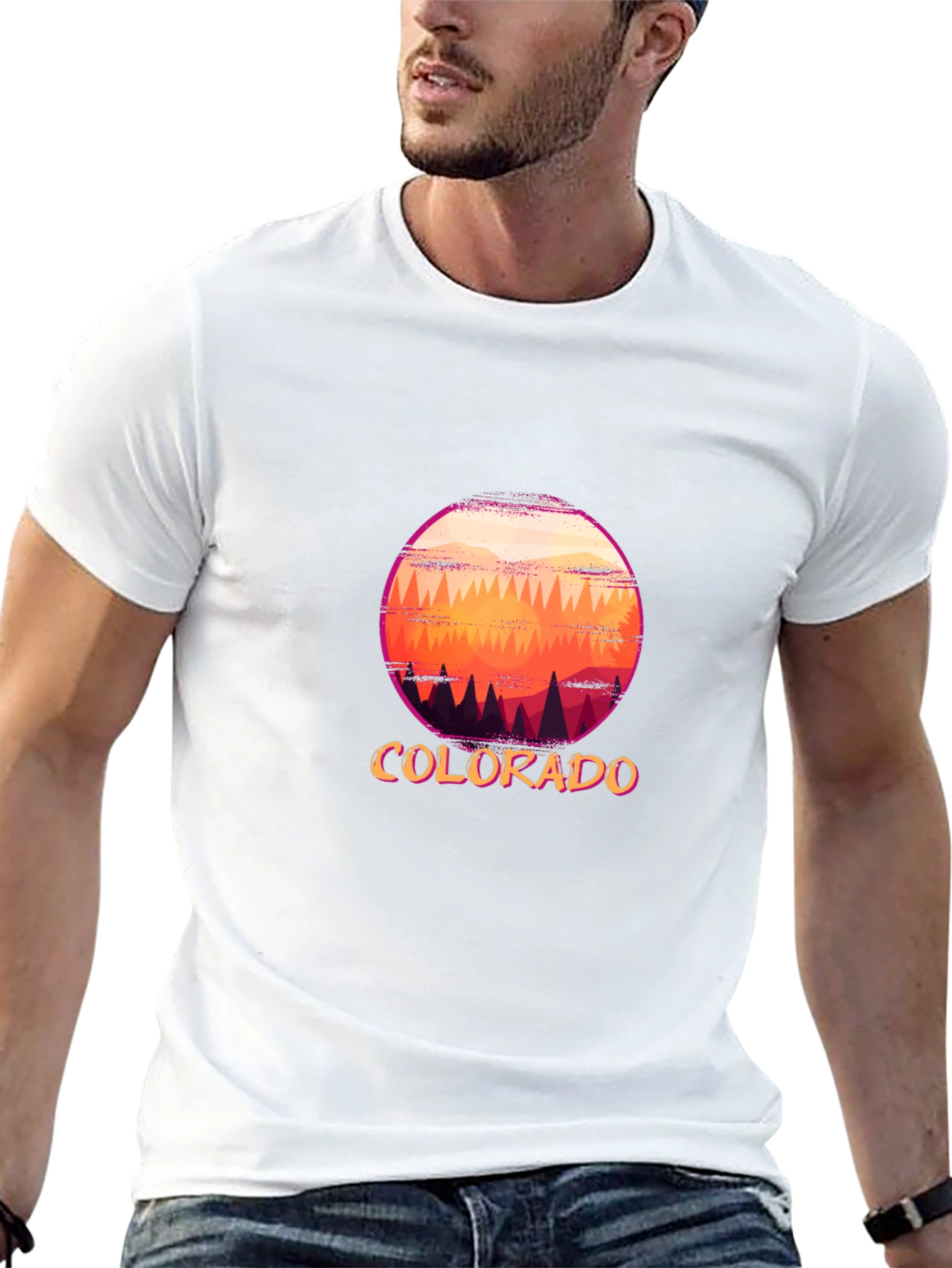Black Colorado Scenic Graphic T-Shirt - Sunset Mountain Design view 13