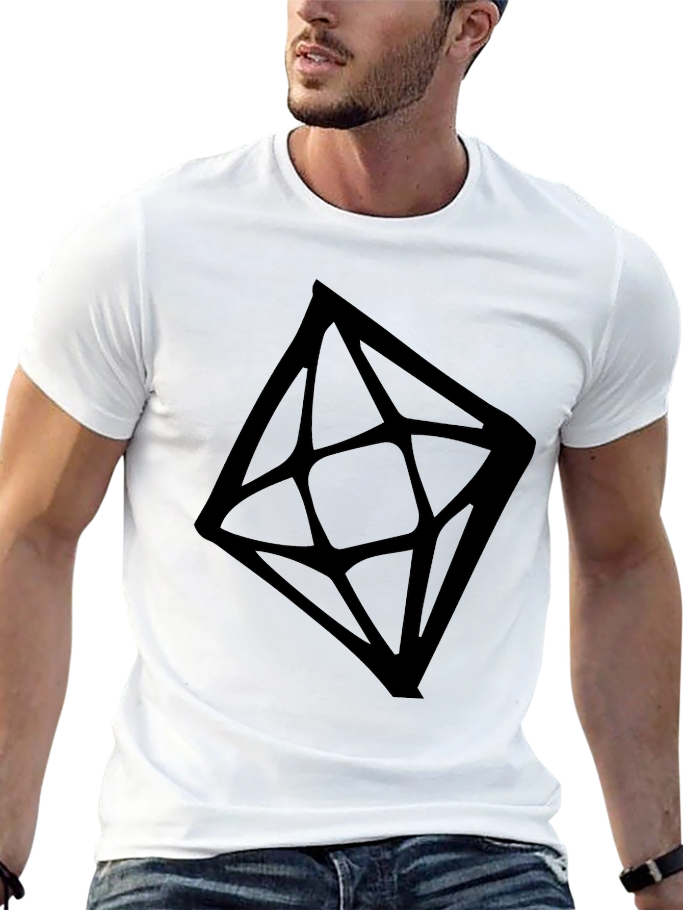 Black Geometric Black Tee - Modern Minimalist Style view 13