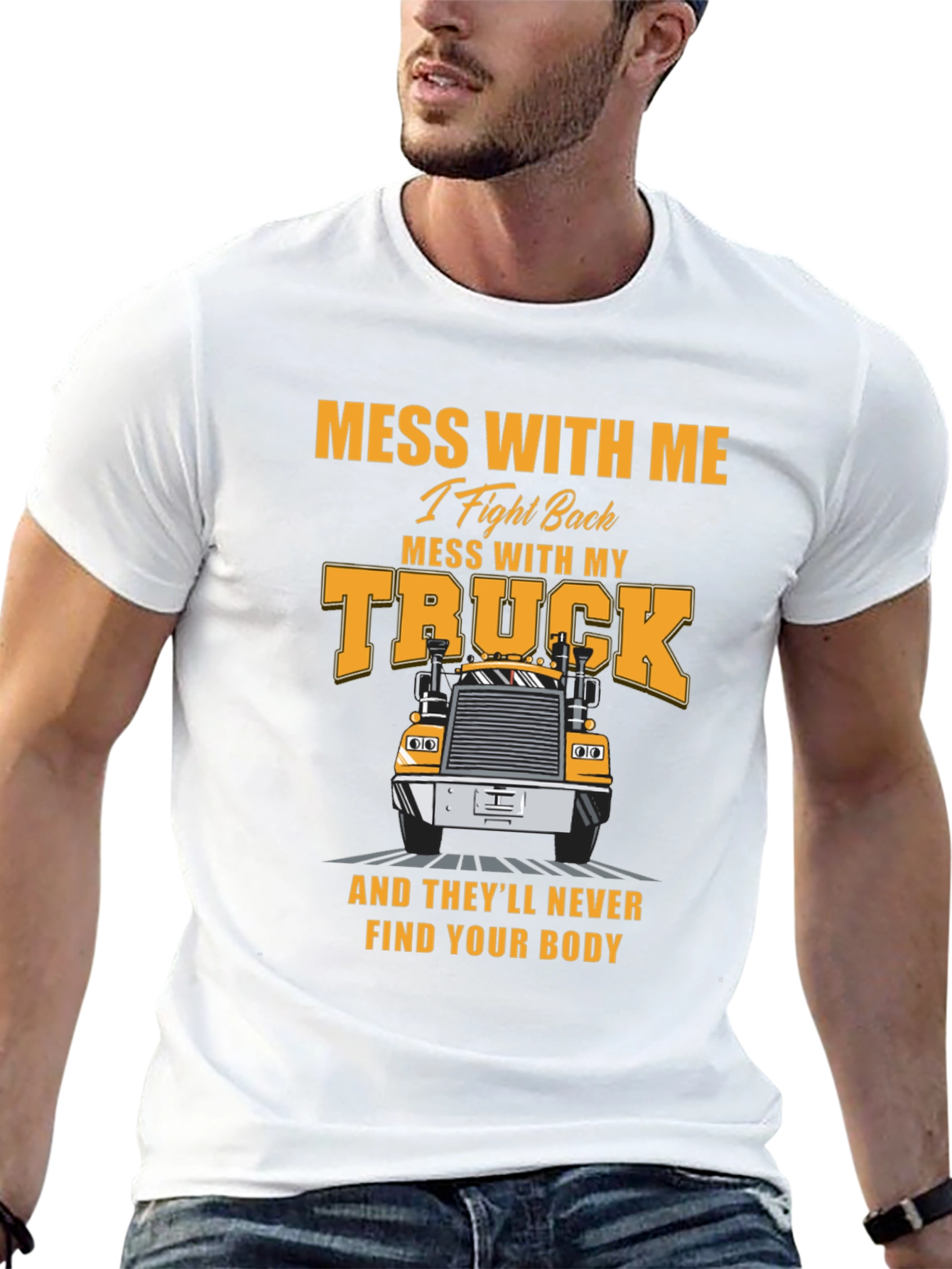 Black Trucker T-Shirt: Mess With My Truck view 13