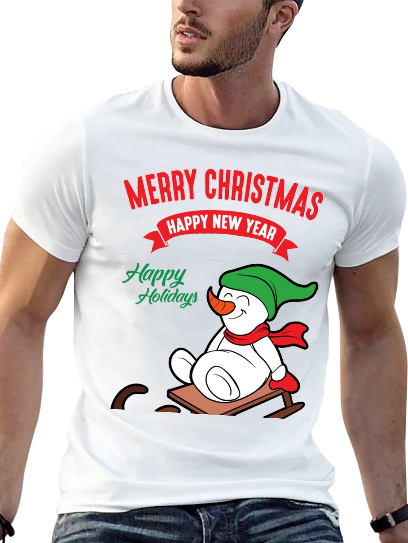 Black Festive Holiday T-Shirt: Merry Christmas & Happy New Year view 13