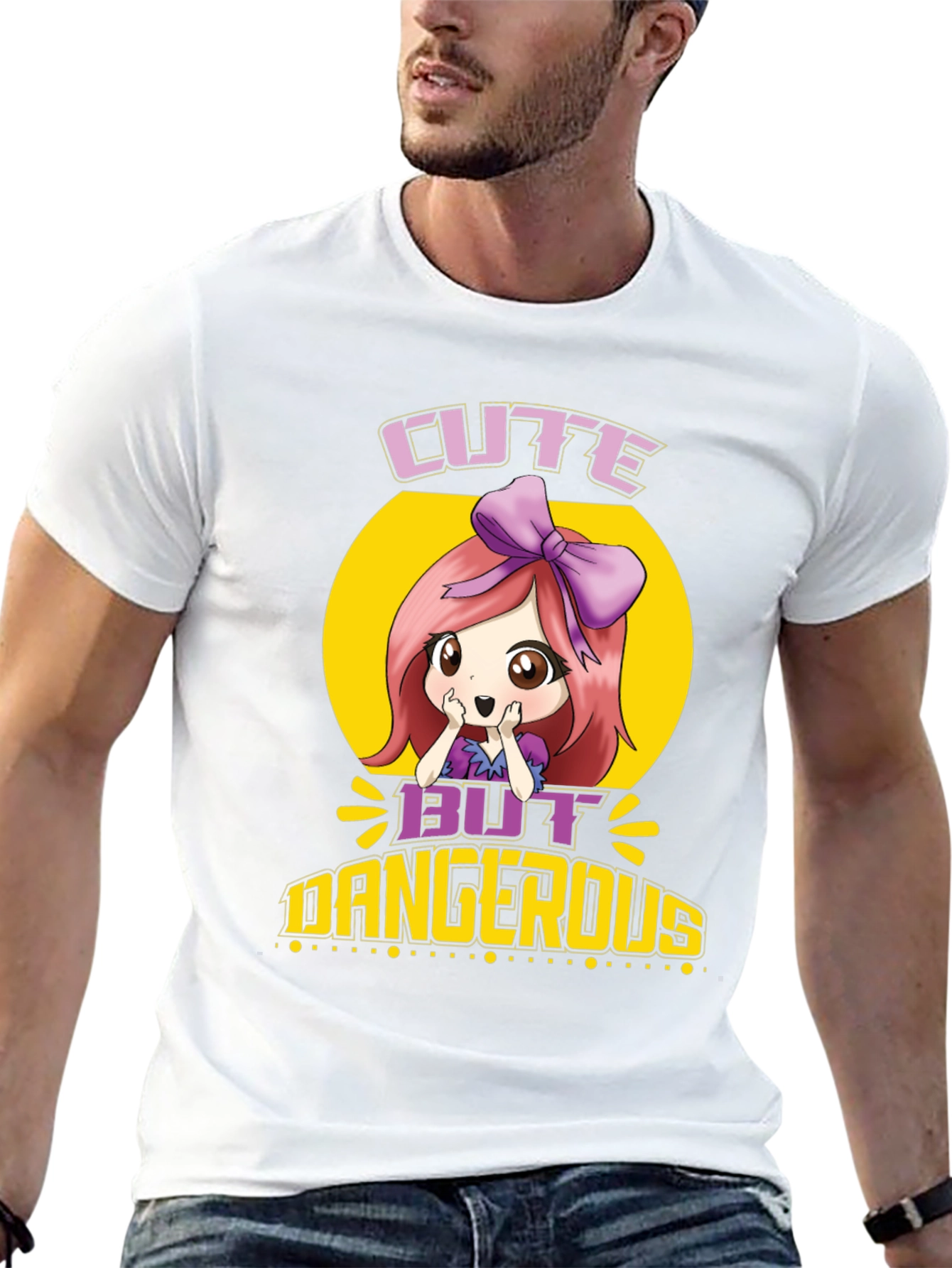 Black Cute But Dangerous Anime T-Shirt view 13