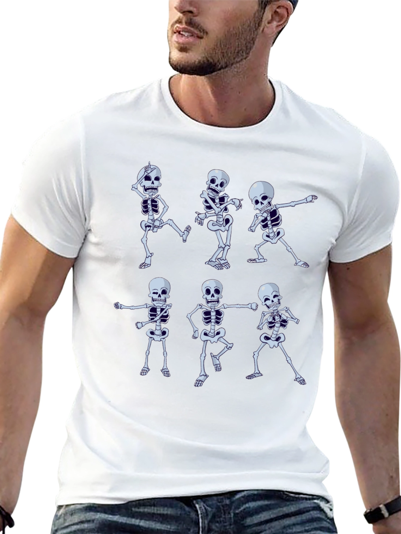 Black Dancing Skeleton T-Shirt - Halloween Graphic Tee view 13