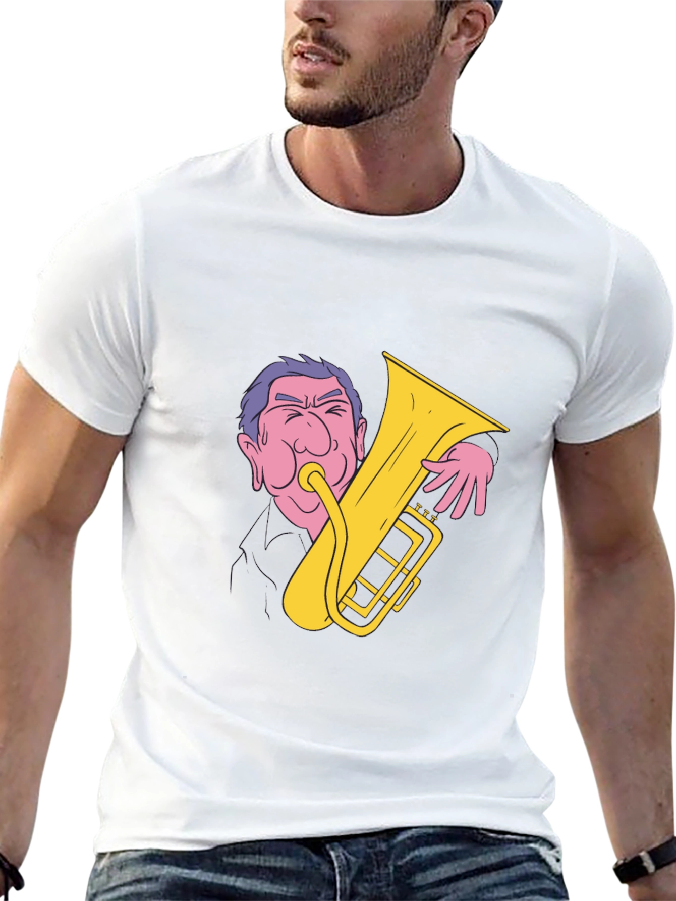 Black Man Playing Tuba Graphic T-Shirt view 13