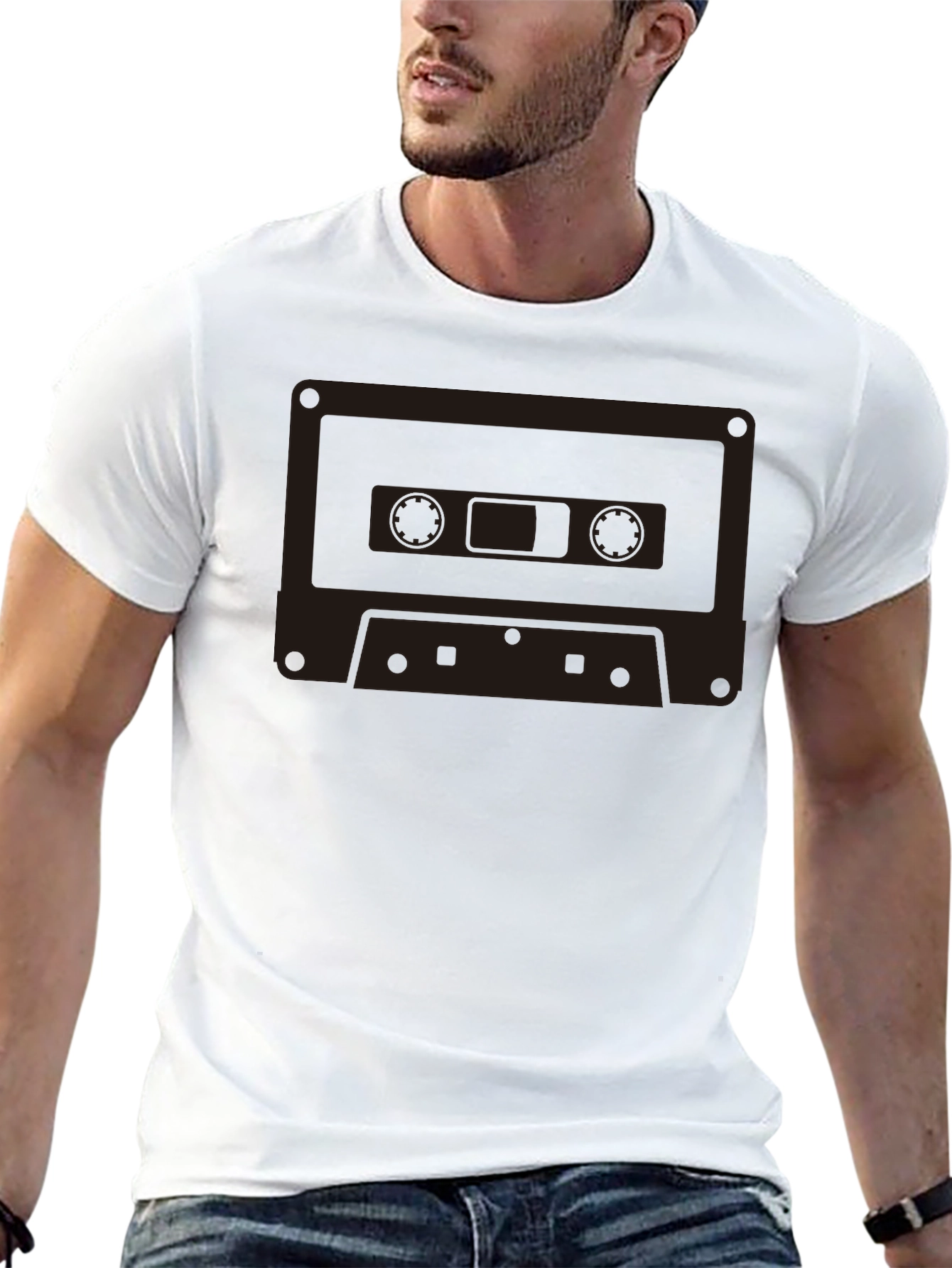 Black Retro Cassette Tape Graphic T-Shirt - Classic Black Tee view 13
