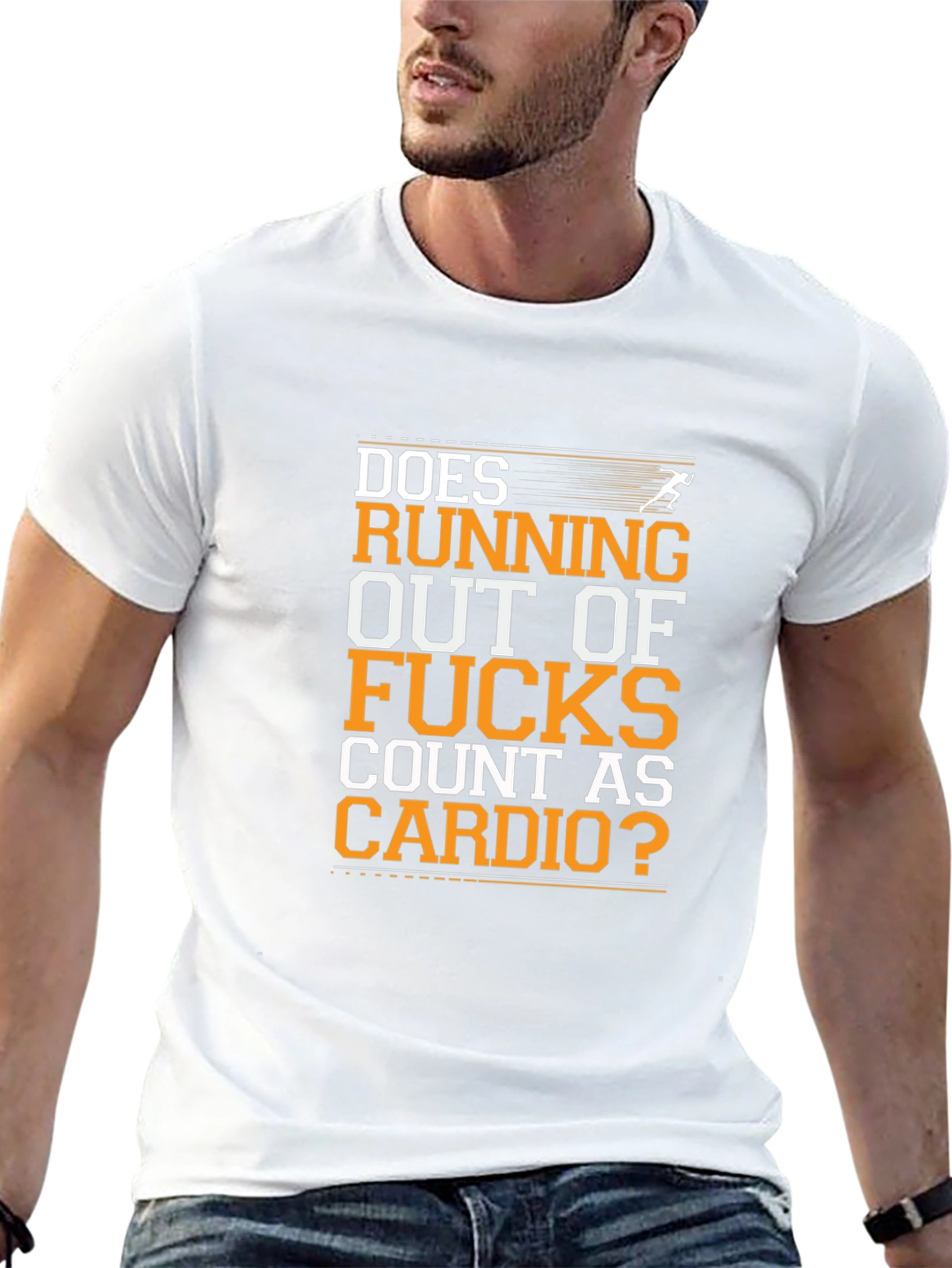 Black Funny Cardio Workout T-Shirt - Running Out Of F*cks view 13