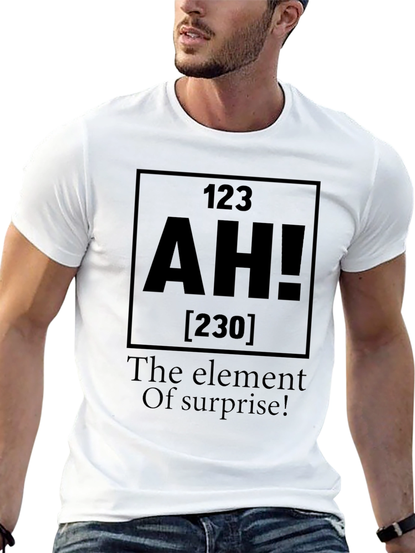 Black Funny Element Of Surprise AH! Periodic Table Men's Black T-Shirt view 13
