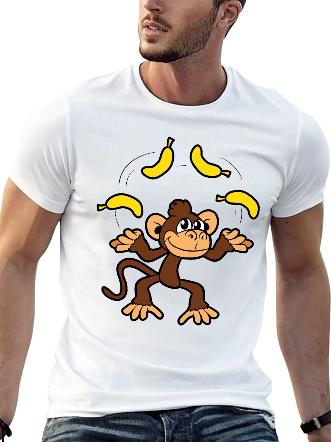 Black Monkey Juggling Bananas Graphic Tee - Black view 13