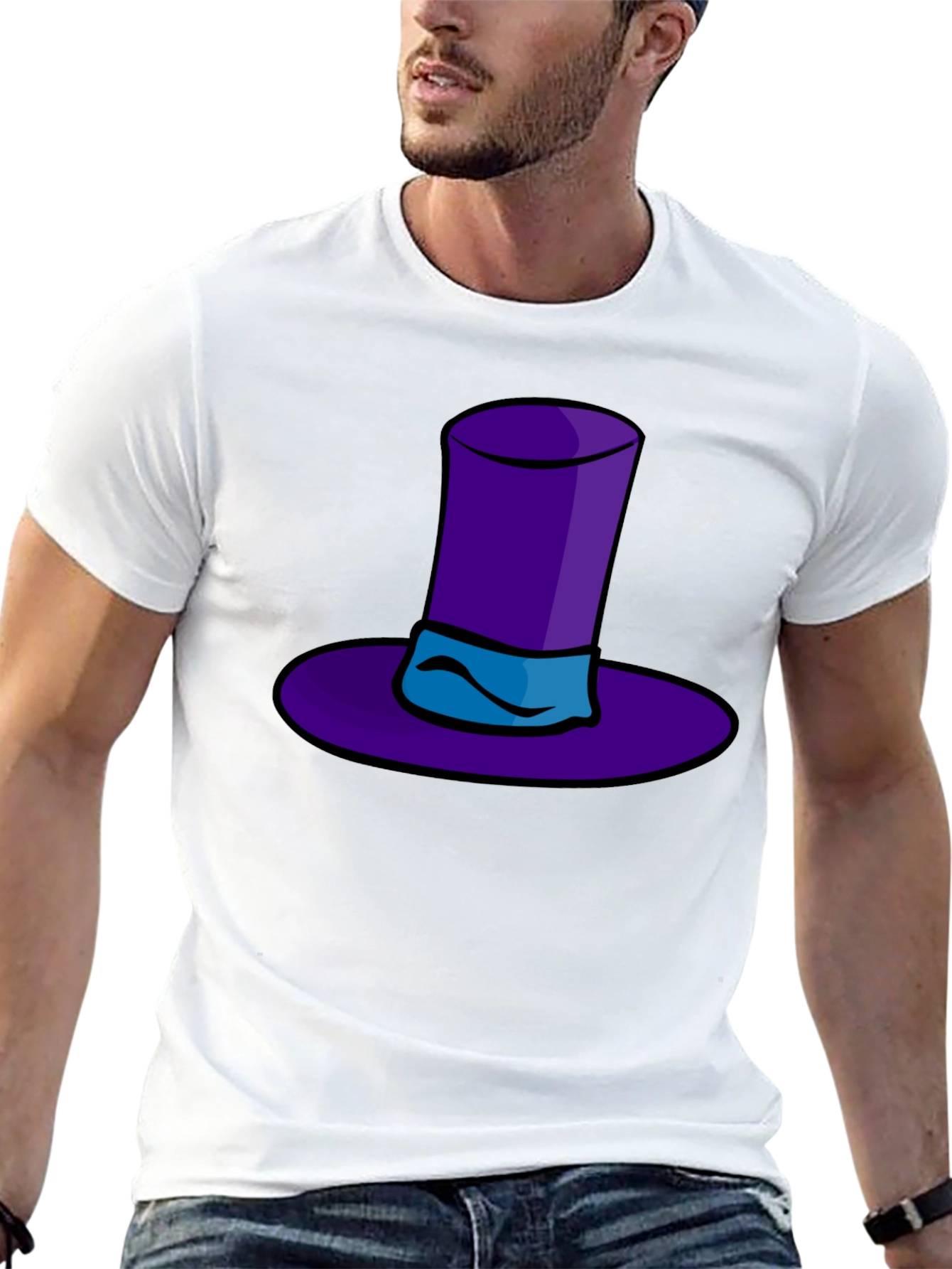 Whimsical Purple Hat Graphic Tee - Quirky Style - 13