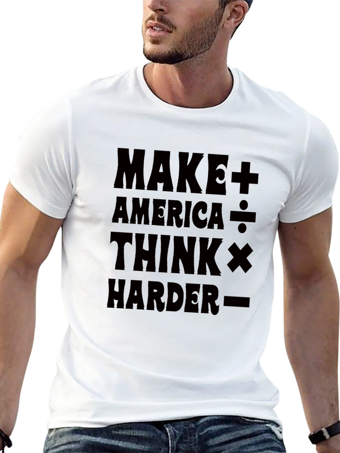 Black Make America Think Harder Graphic T-Shirt view 13