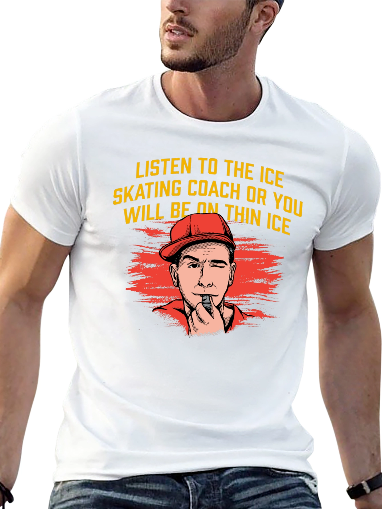 Black Listen To Ice Skating Coach Black Graphic Tee view 13