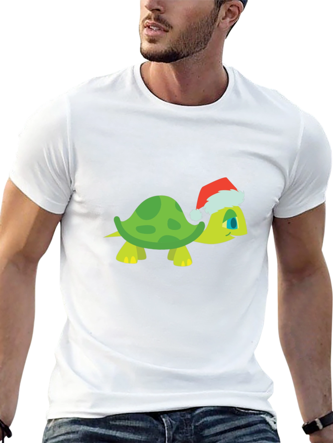Black Turtle Santa Hat Black T-Shirt view 13