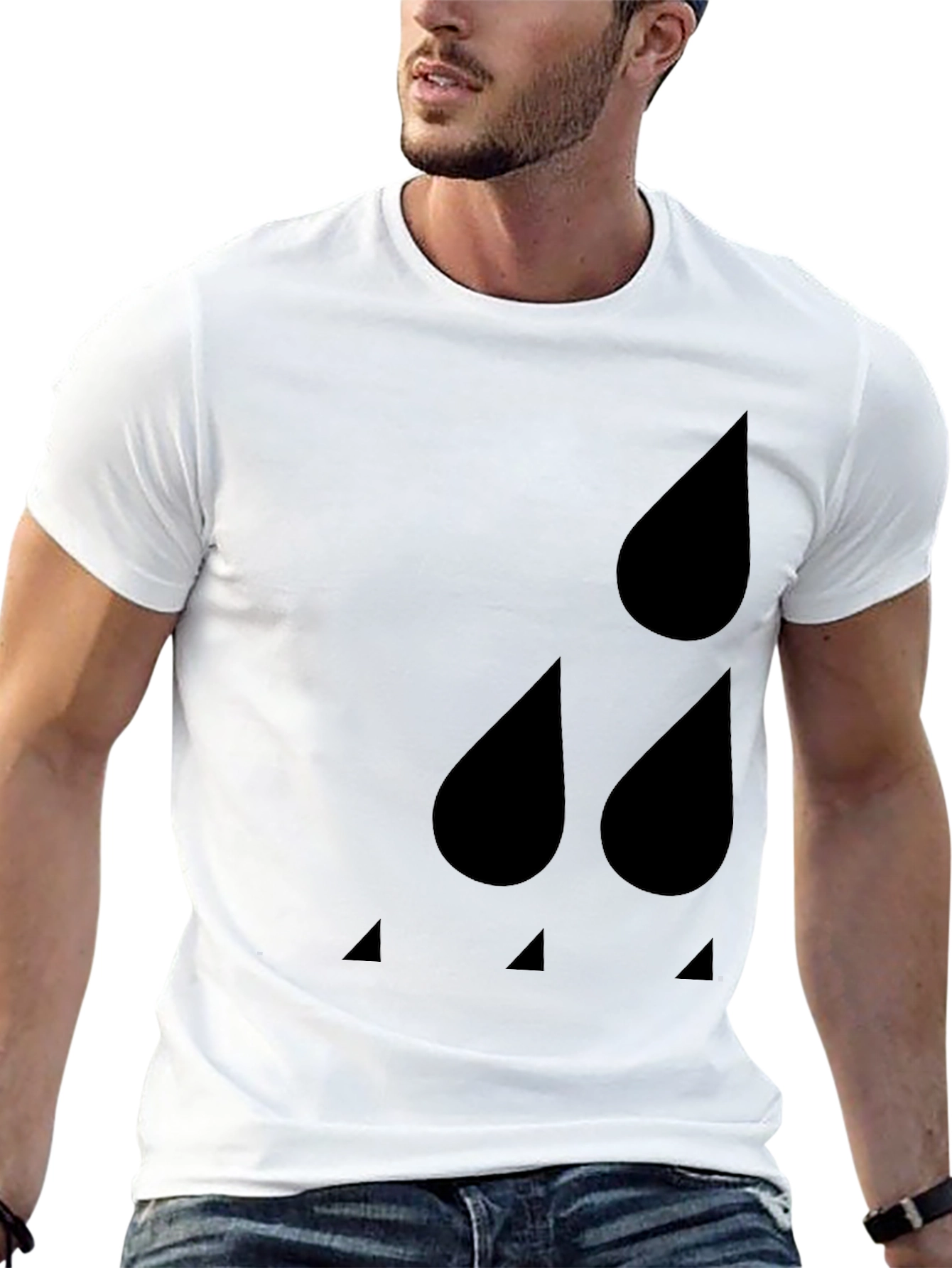 Black Modern Minimalist Raindrop T-Shirt view 13