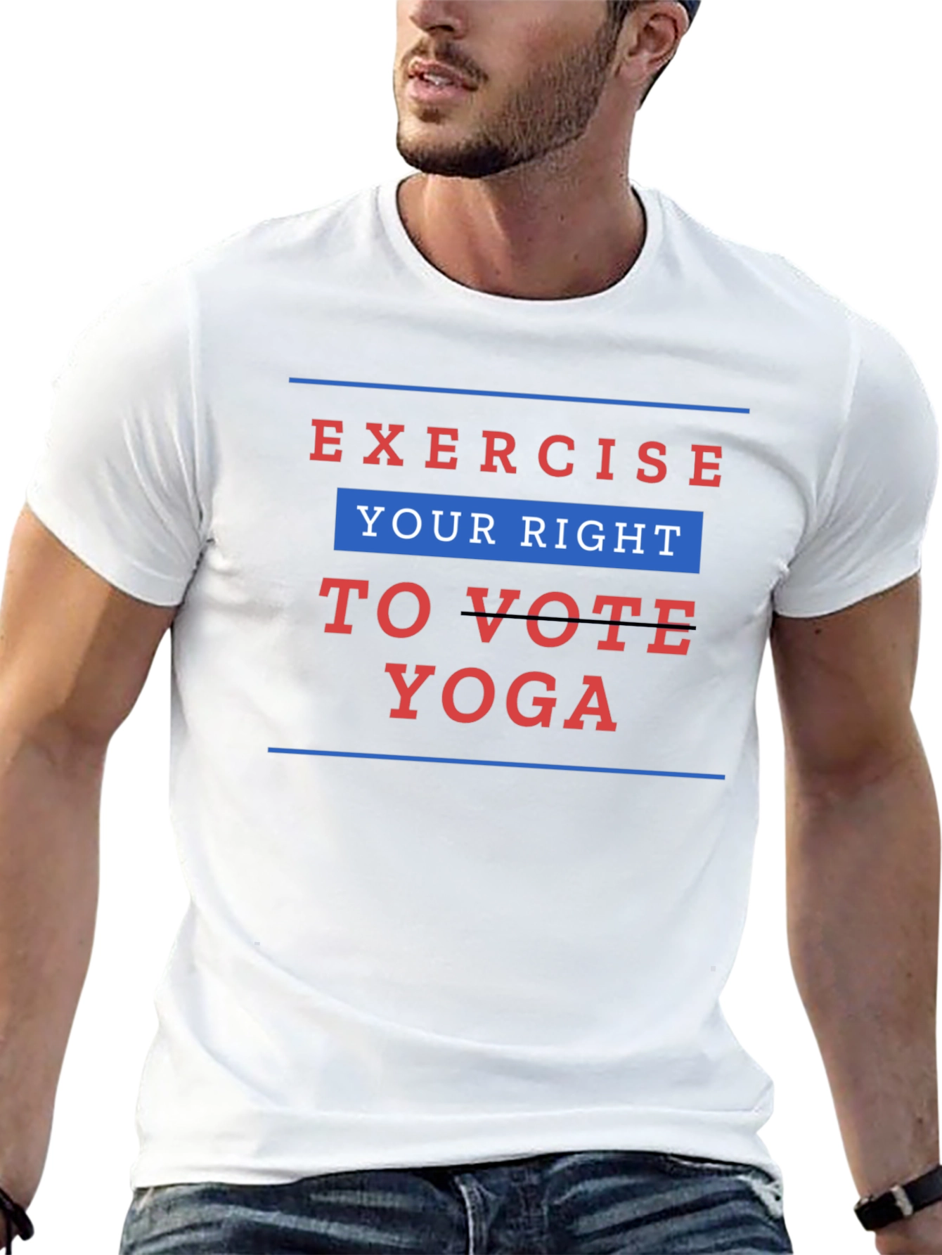 Black Exercise Your Right to Vote Yoga Graphic Tee view 13